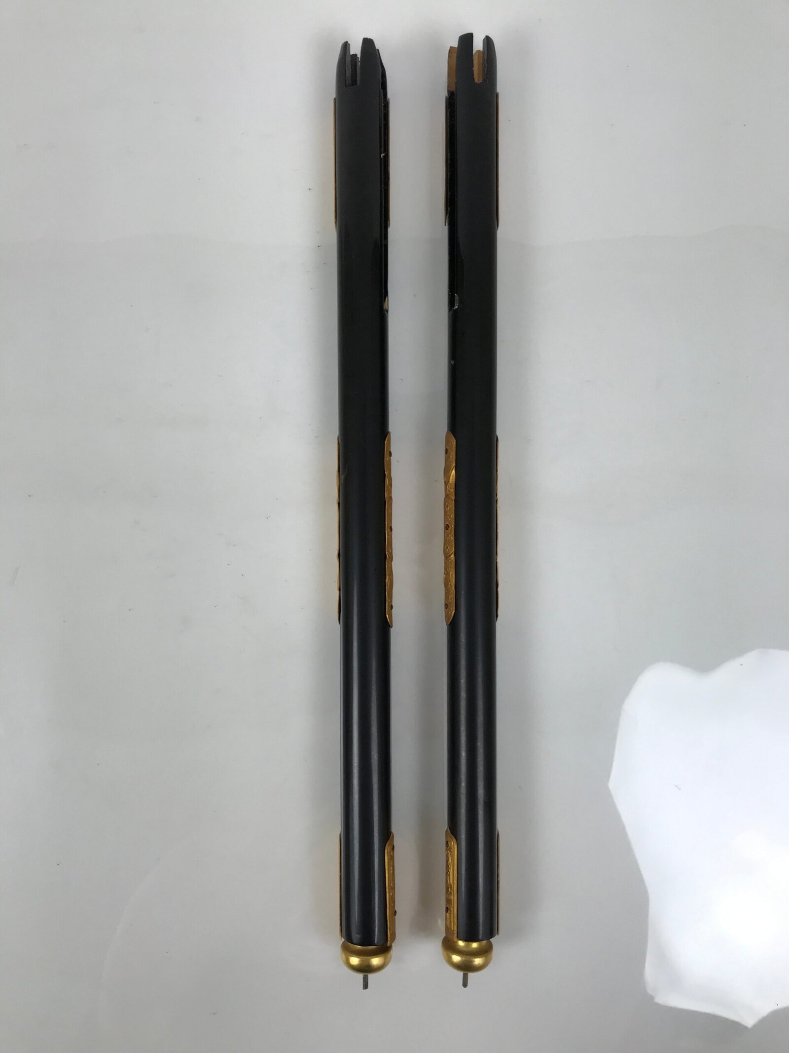 Japanese Buddhist Altar Decorative Lacquer Pillars 2pc Butsudan Parts Gold BP17