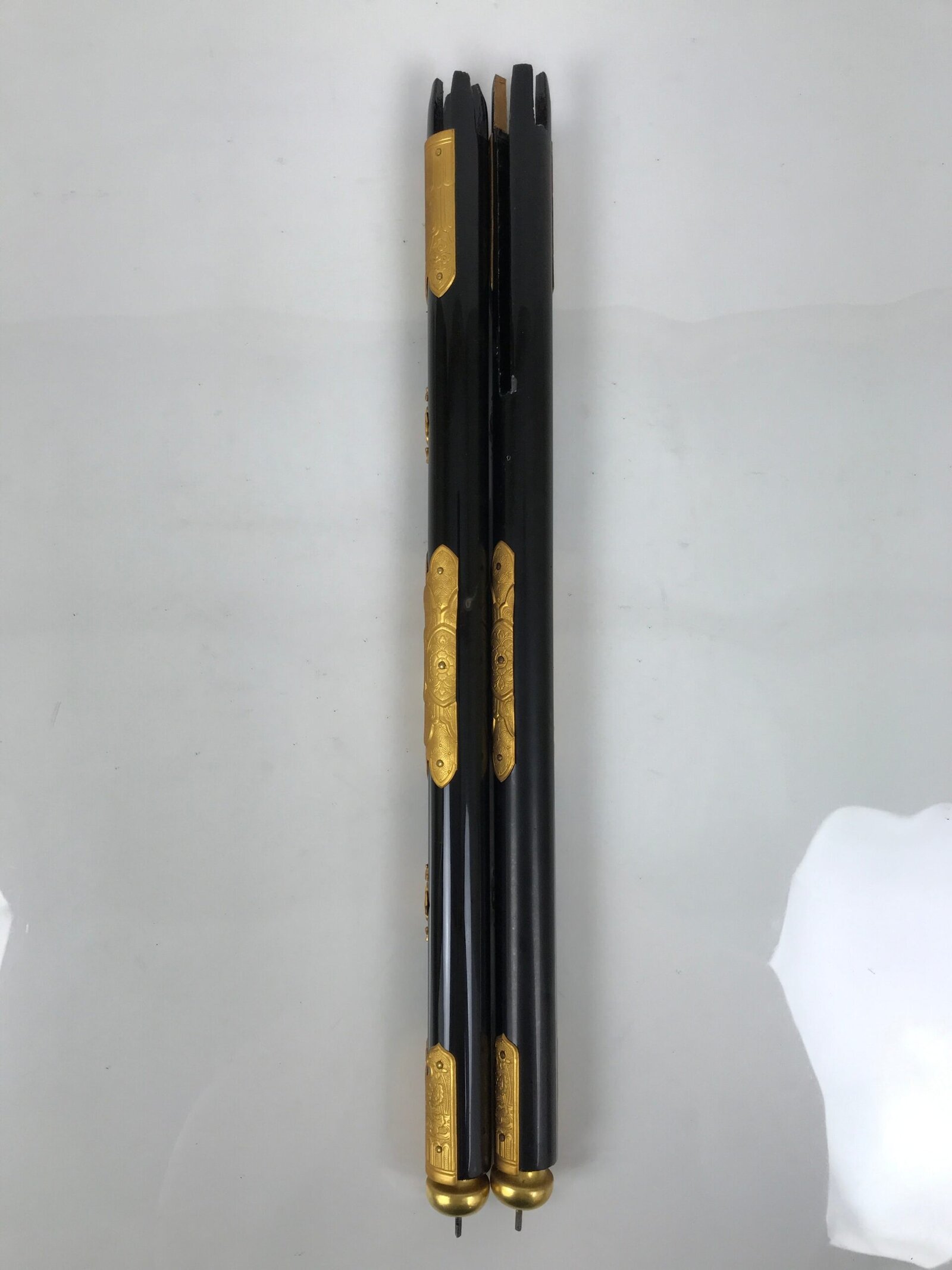 Japanese Buddhist Altar Decorative Lacquer Pillars 2pc Butsudan Parts Gold BP17