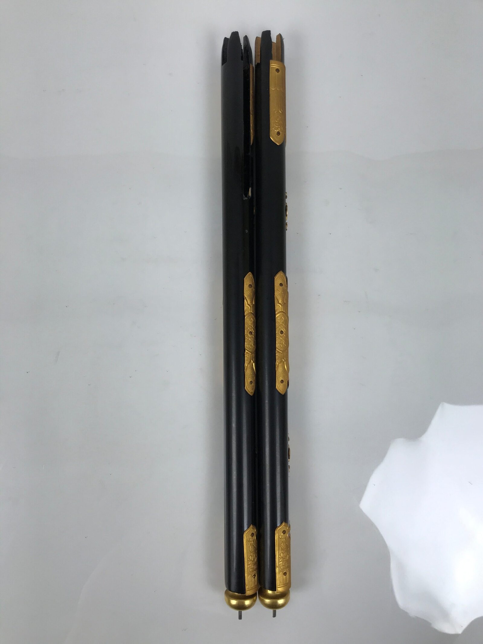 Japanese Buddhist Altar Decorative Lacquer Pillars 2pc Butsudan Parts Gold BP17