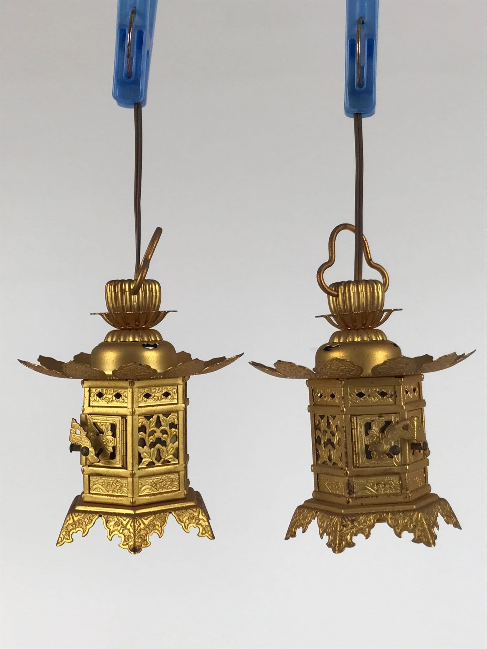 Japanese Buddhist Altar Fitting Brass Butsudan Hanging Lantern Tsuri Toro BA869