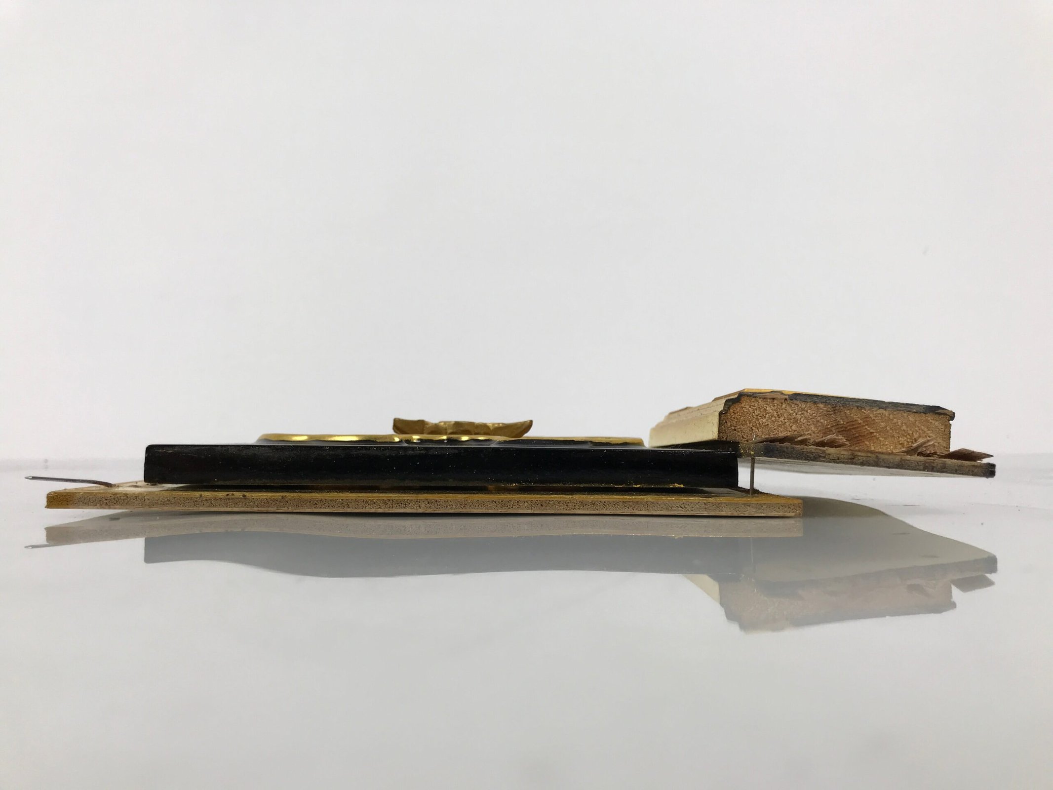 Japanese Buddhist Altar Lacquer Wood Floral Panel Butsudan Spare Part Gold BP12