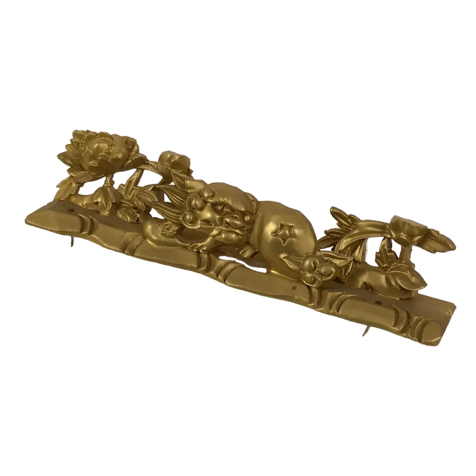 Japanese Buddhist Altar Wood Shishi Lion Dog Vtg Butsudan Spare Part Gold BP2