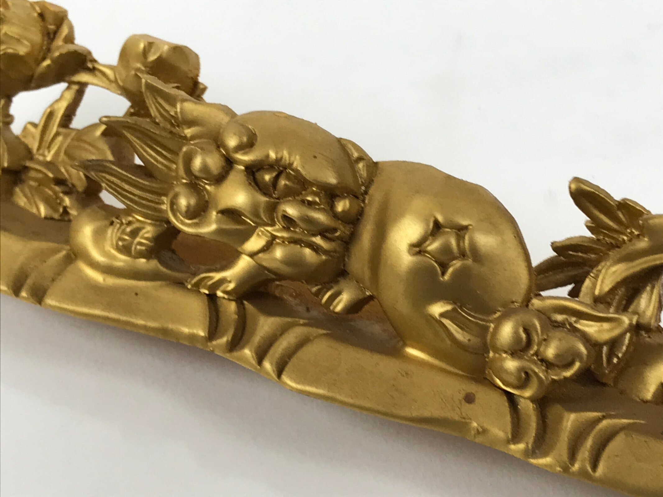 Japanese Buddhist Altar Wood Shishi Lion Dog Vtg Butsudan Spare Part Gold BP2
