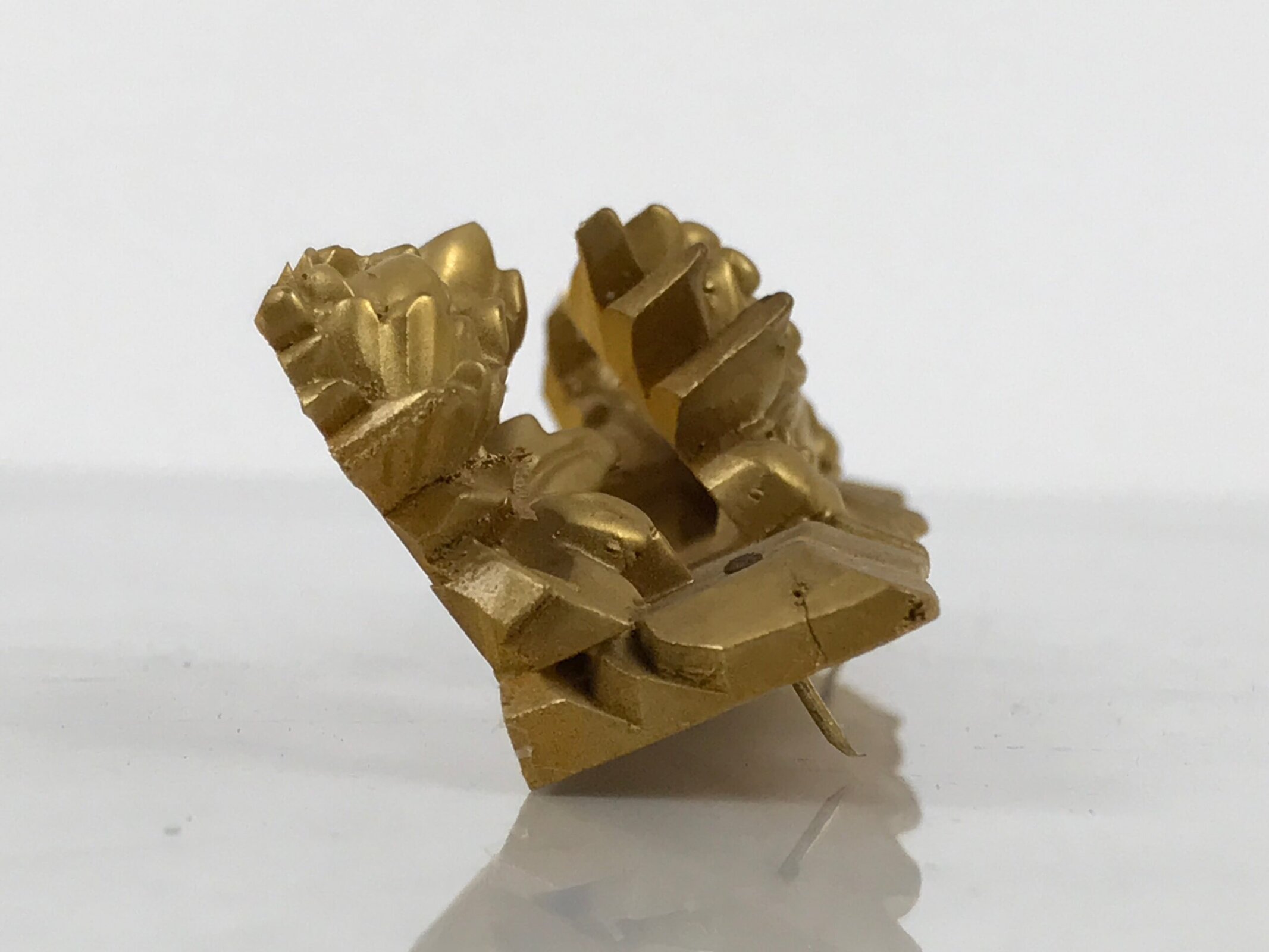 Japanese Buddhist Altar Wood Shishi Lion Dog Vtg Butsudan Spare Part Gold BP2