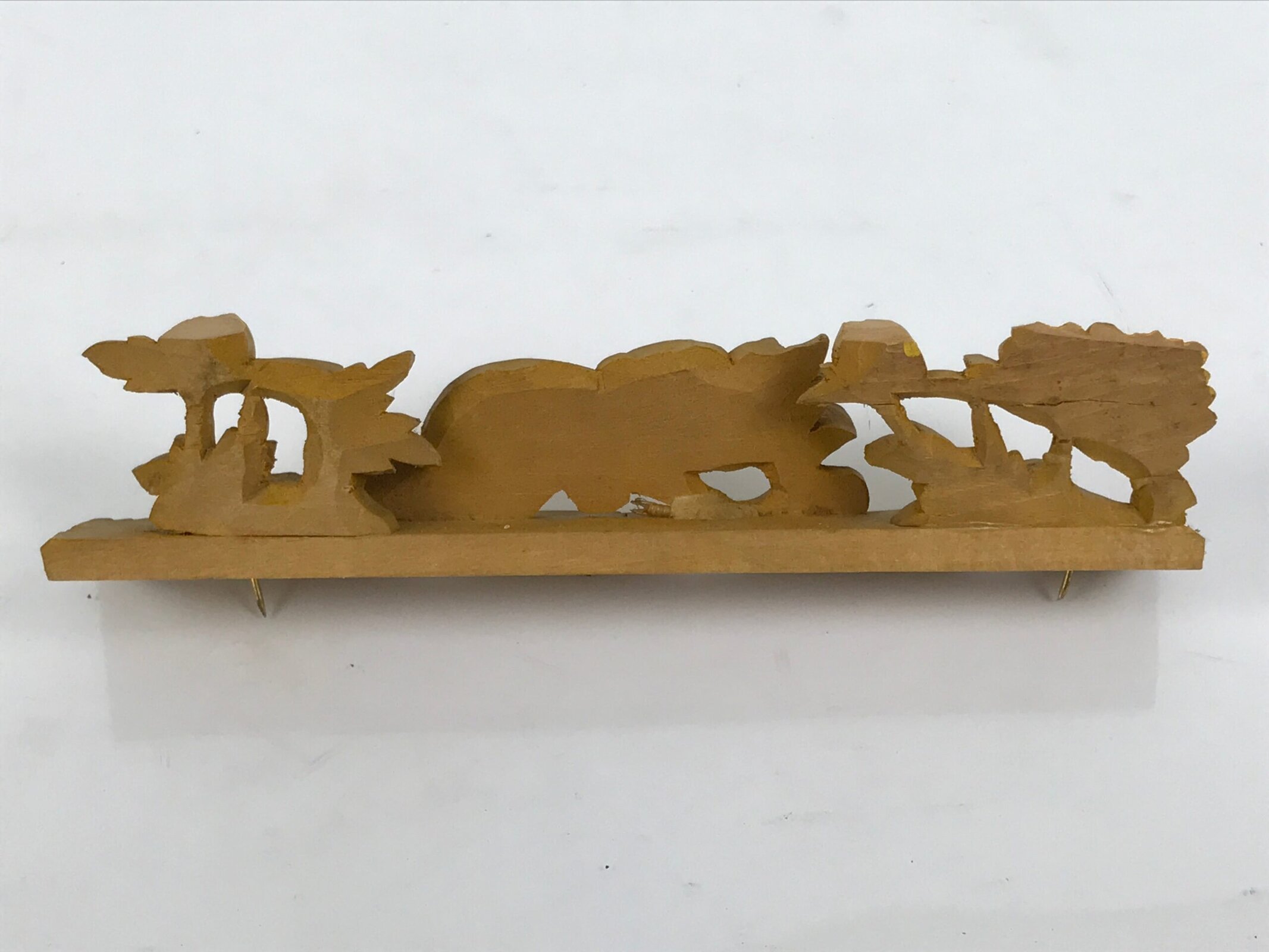 Japanese Buddhist Altar Wood Shishi Lion Dog Vtg Butsudan Spare Part Gold BP2