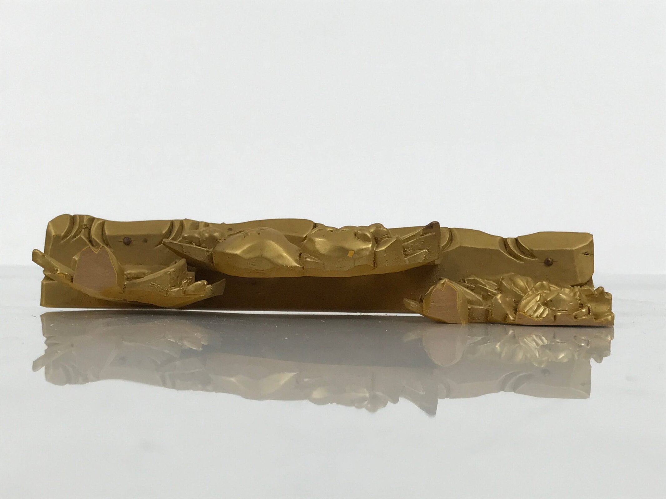 Japanese Buddhist Altar Wood Shishi Lion Dog Vtg Butsudan Spare Part Gold BP2