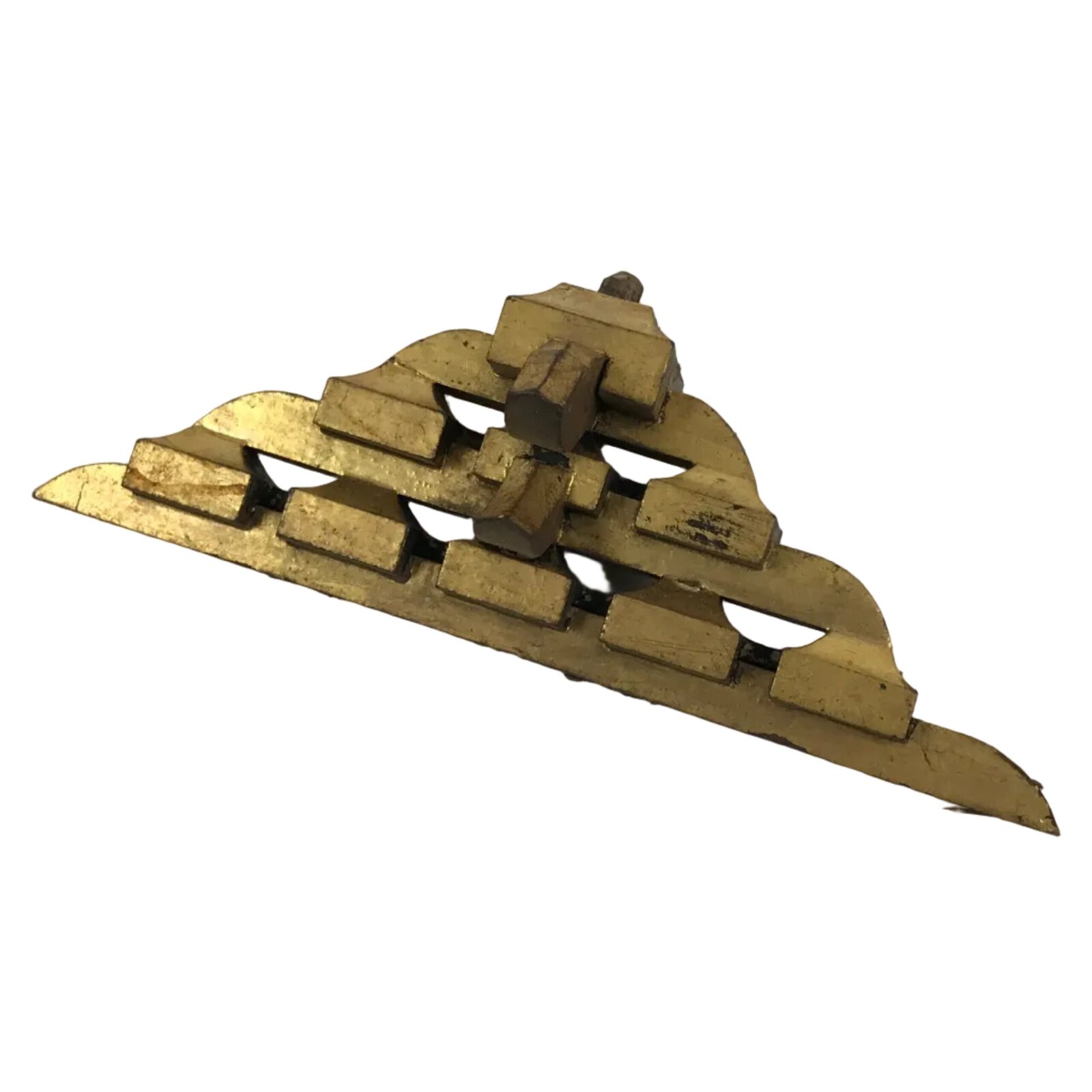 Japanese Buddhist Altar Wood Temple Roof Decor Vtg Butsudan Spare Part Gold BP1