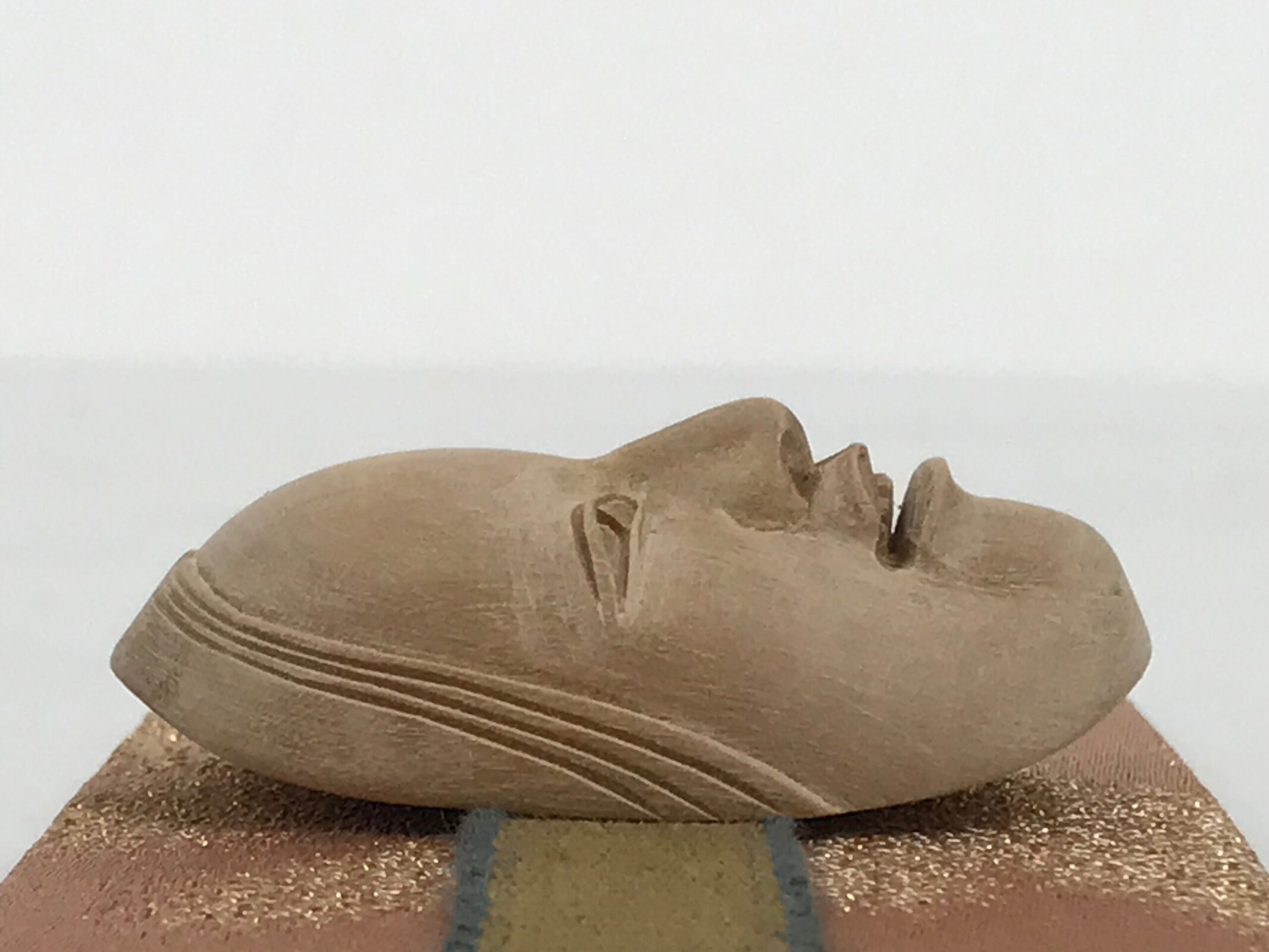 Japanese Carved Noh Mask Obidome Vtg Netsuke Sandalwood Young Girl Koomote SP1