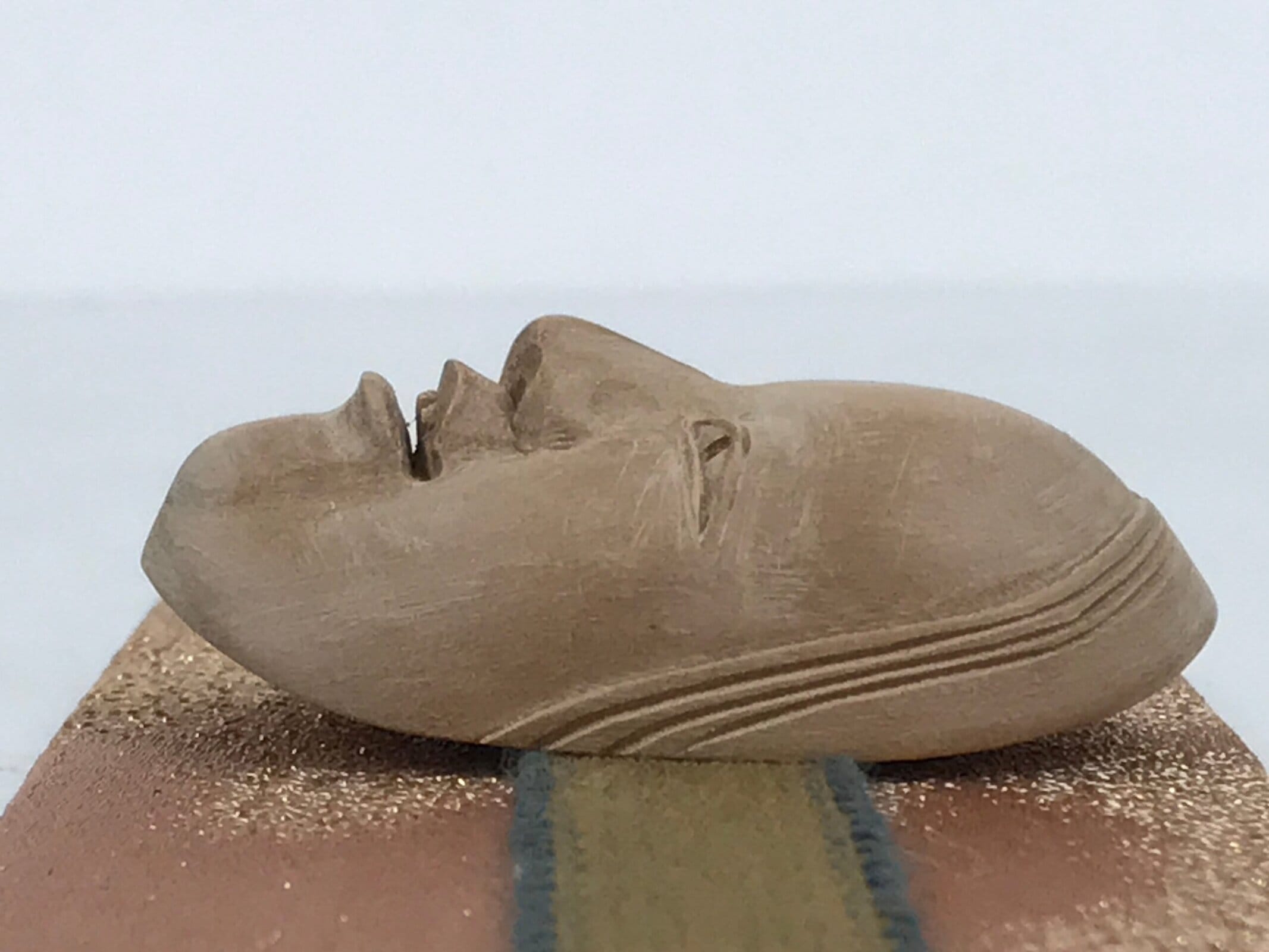 Japanese Carved Noh Mask Obidome Vtg Netsuke Sandalwood Young Girl Koomote SP1