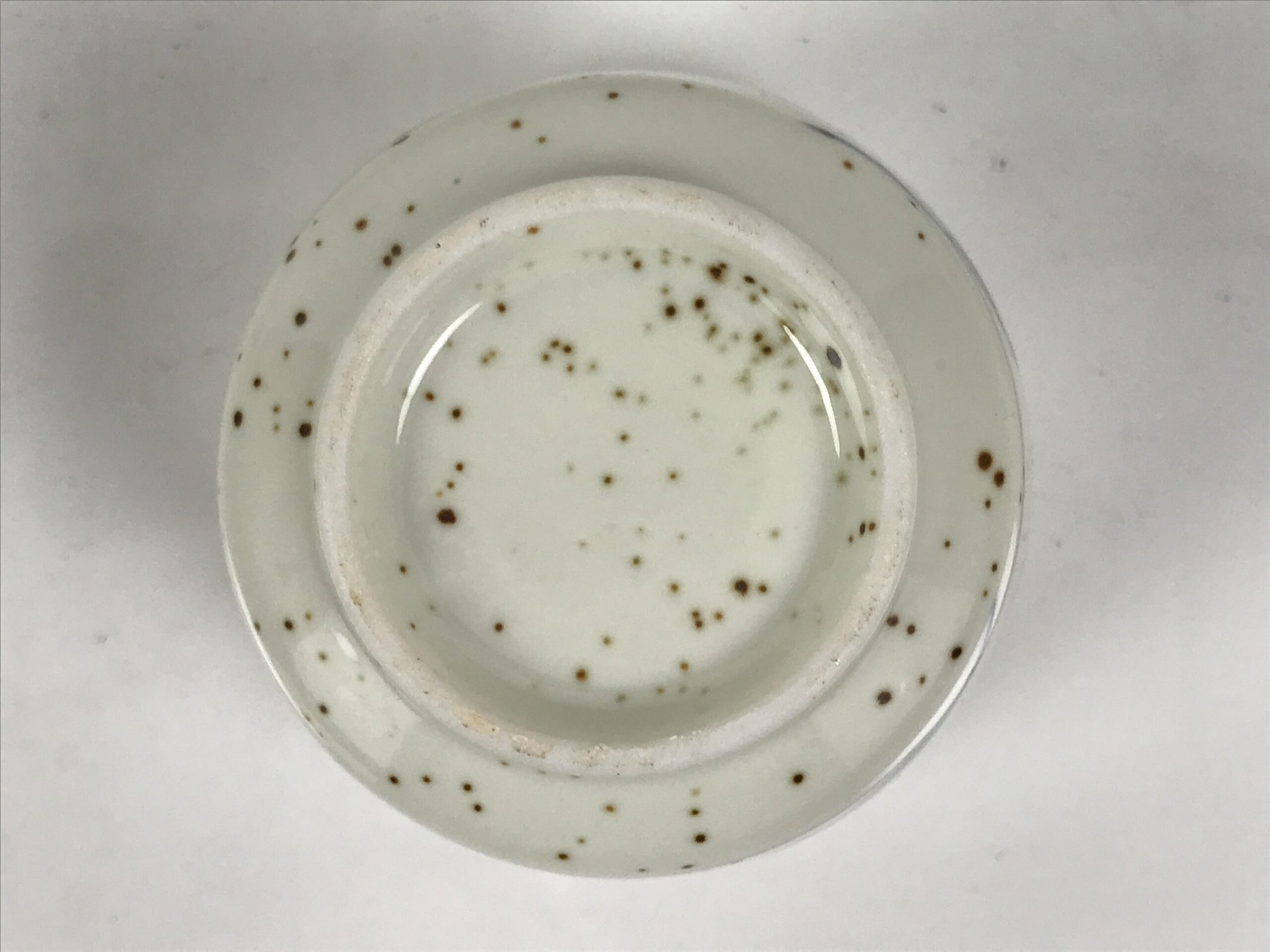 Japanese Ceramic Lidded Bowl Mushiwan Cup Pottery White Blue Bamboo Leaves Y547