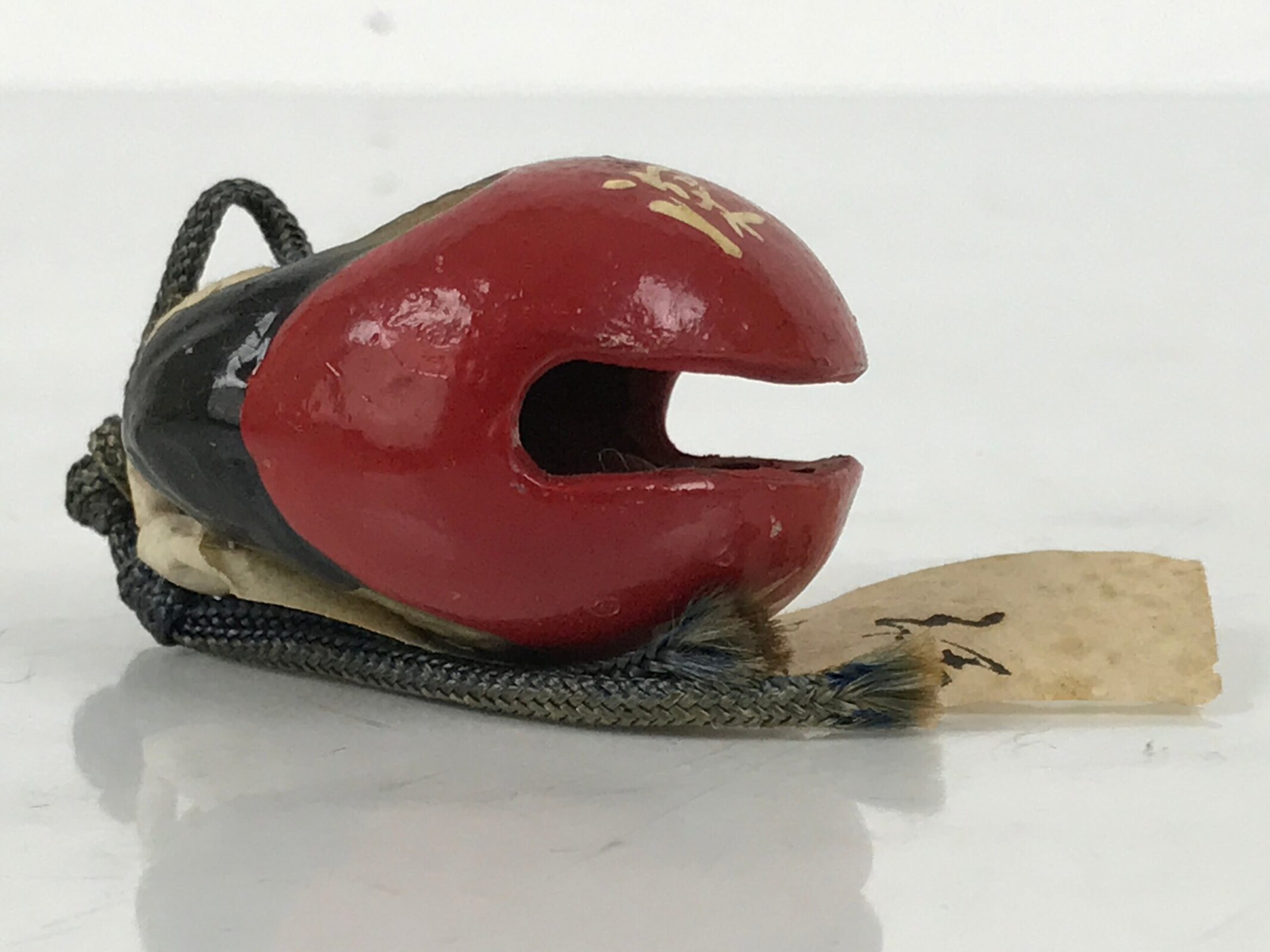 Japanese Clay Bell Dorei Amulet Vtg Tsuchi-Suzu Child Mushikiri Temple Red DR648