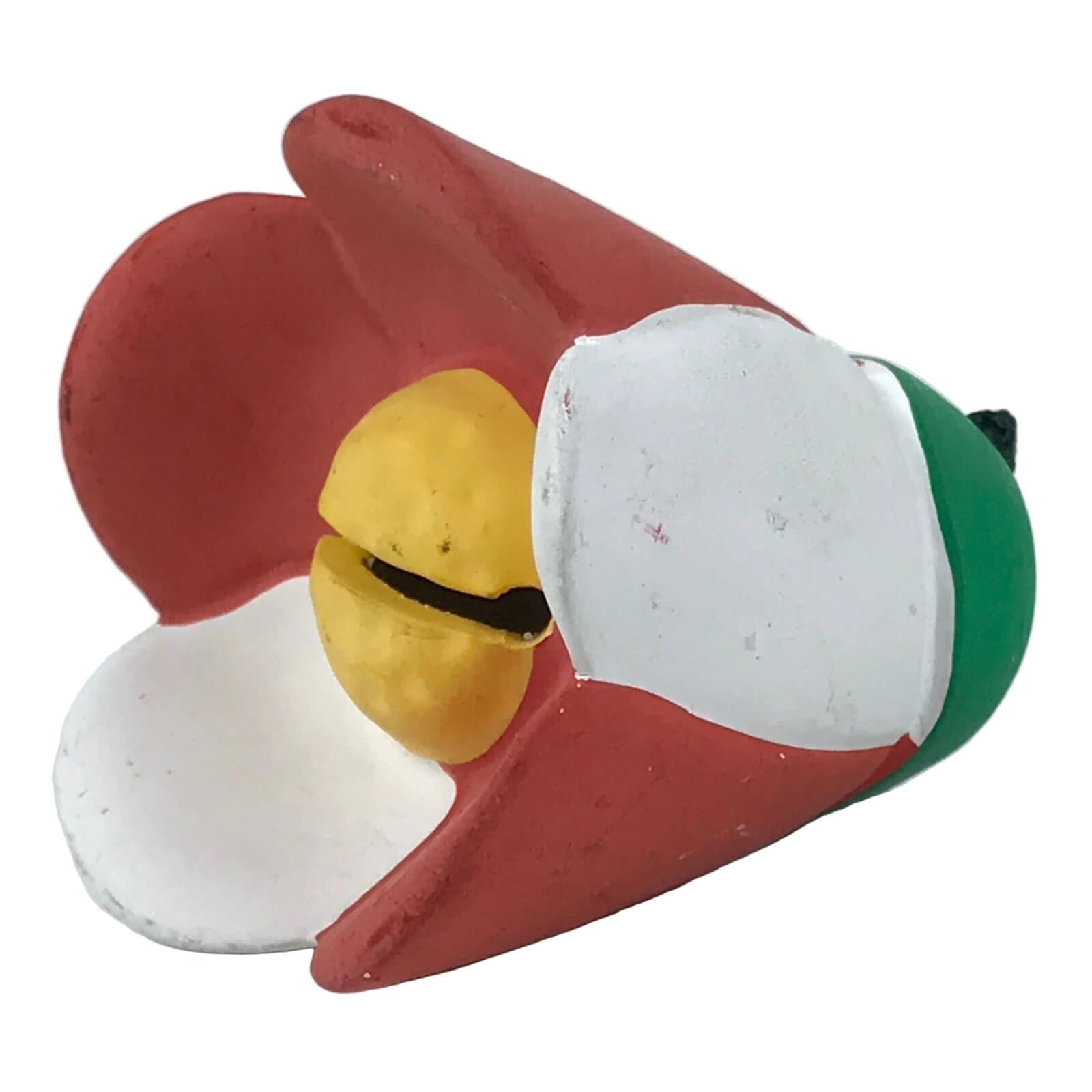 Japanese Clay Bell Dorei Camellia Flower Vtg Tsuchi-Suzu Nara Red White DR644