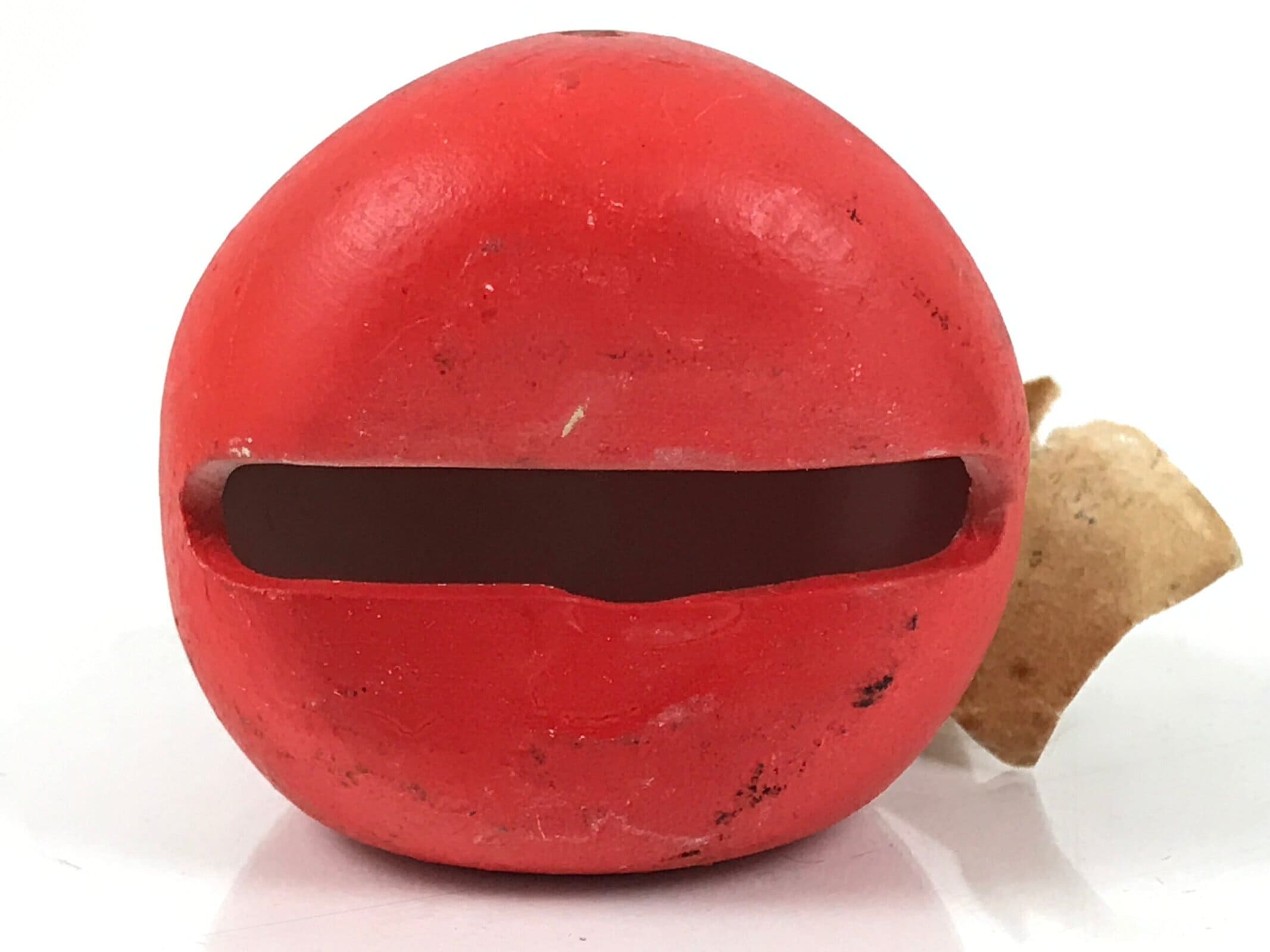 Japanese Clay Bell Dorei Daruma Vtg Tsuchi-Suzu Red Scream Kumedera Temple DR657