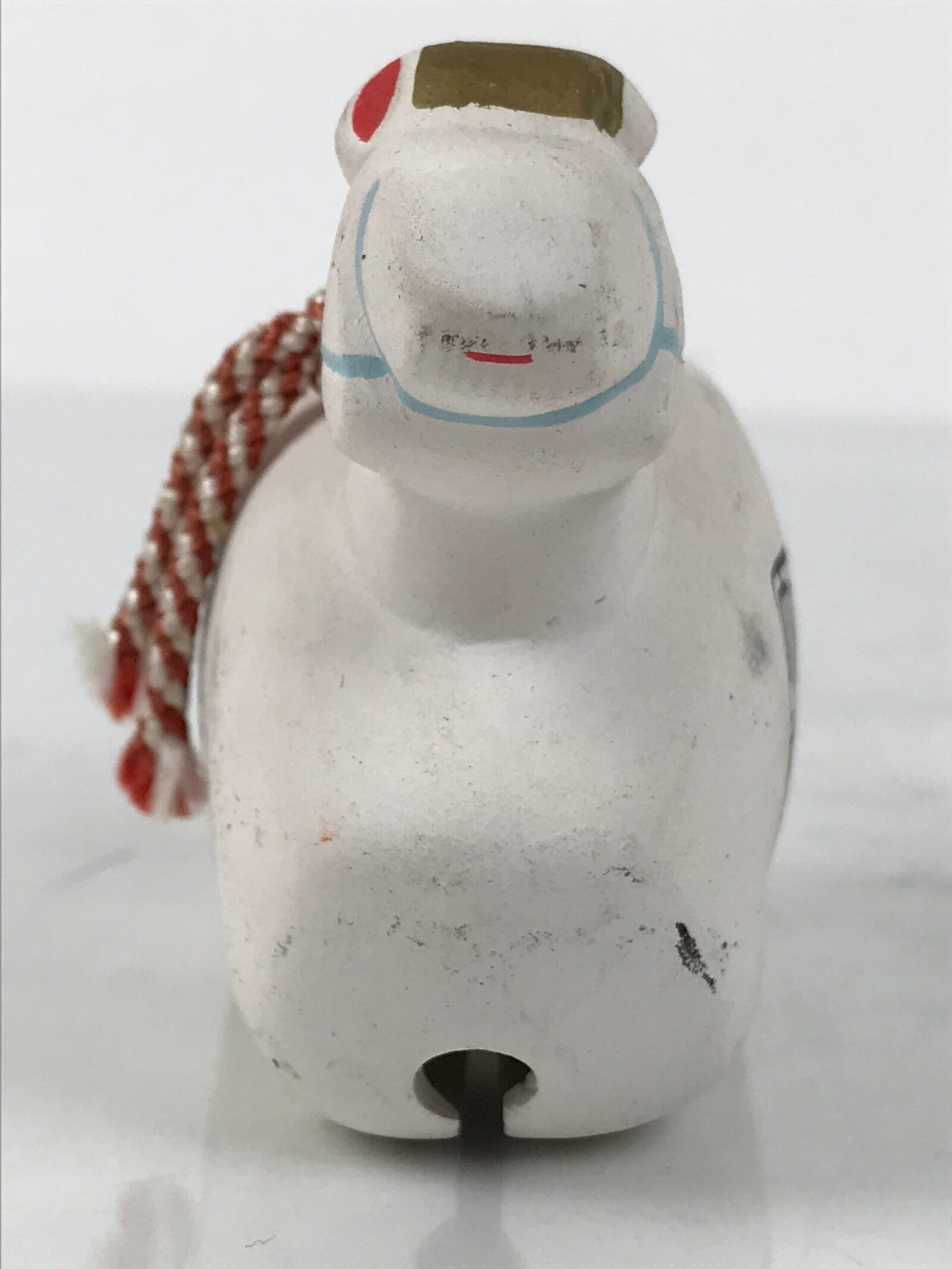 Japanese Clay Bell Dorei Horse Vtg Tsuchi-Suzu Zodiac Animal Uma White DR641