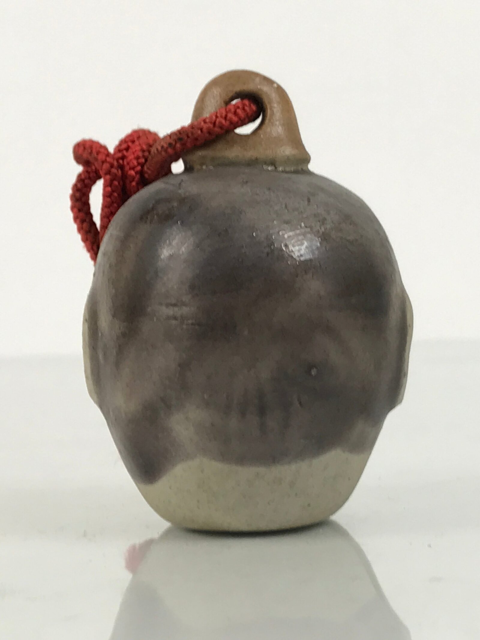 Japanese Clay Bell Dorei Okina Old Man Face Vtg Tsuchi-Suzu Noh Character DR636