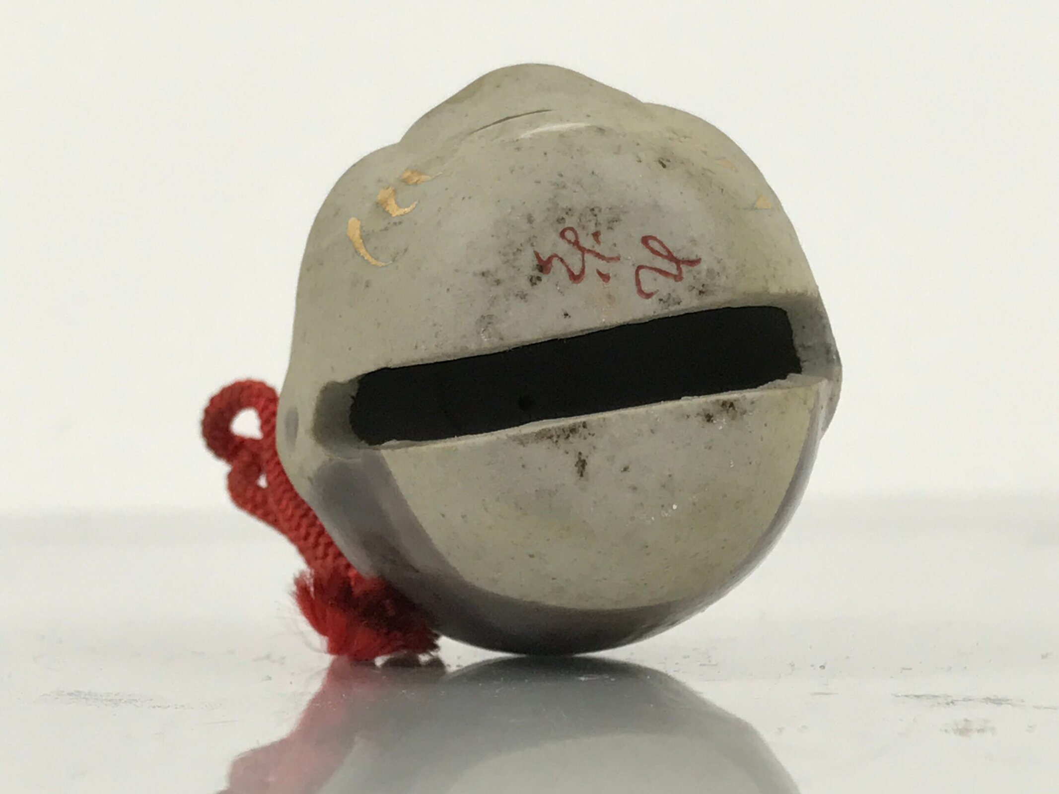 Japanese Clay Bell Dorei Okina Old Man Face Vtg Tsuchi-Suzu Noh Character DR636