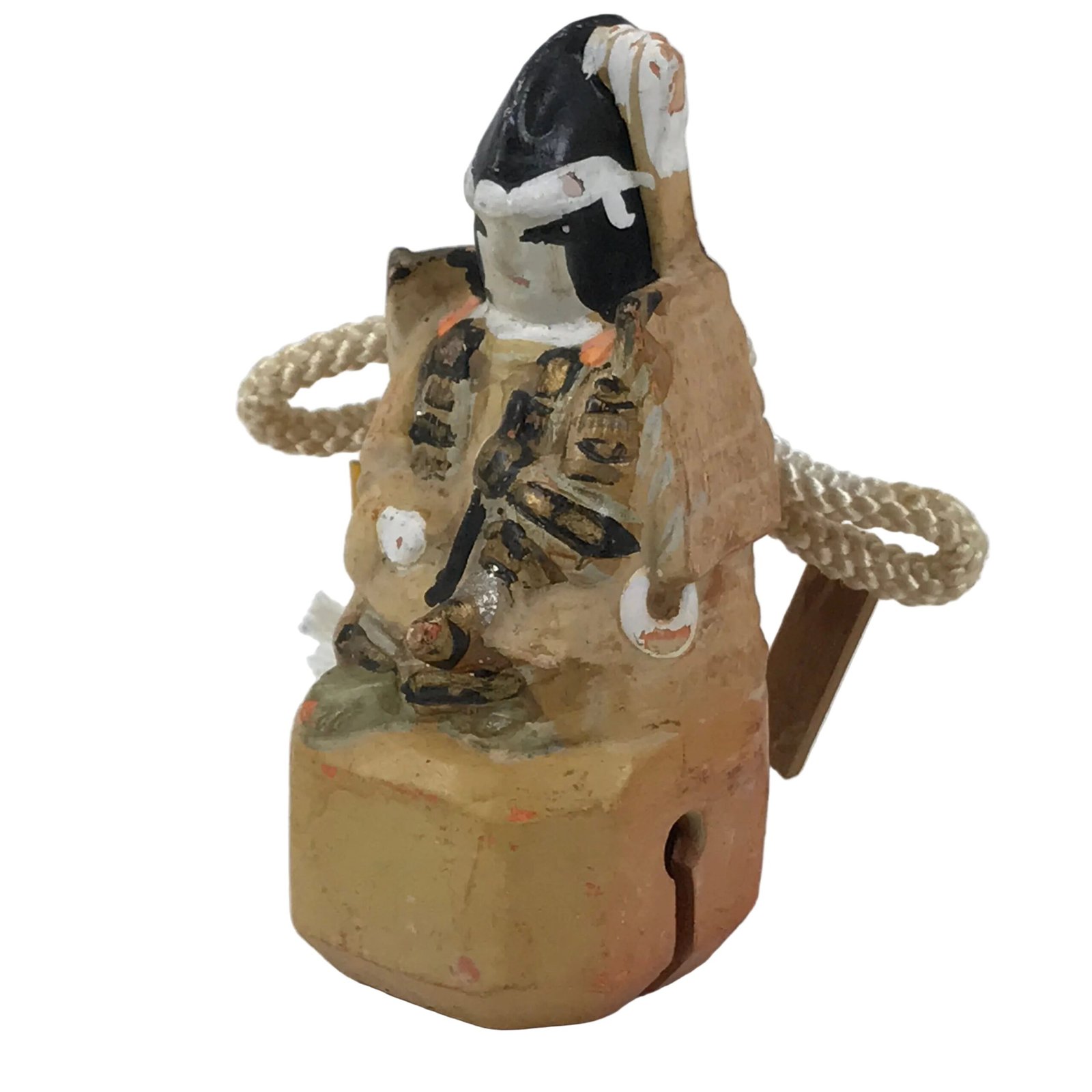 Japanese Clay Bell Dorei Samurai Vtg Tsuchi-Suzu Armor Warrior Beige Atami DR652