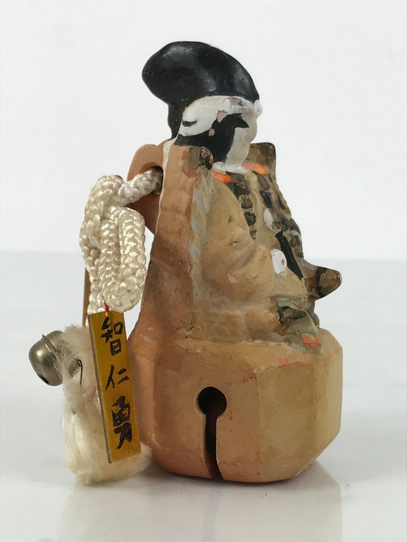 Japanese Clay Bell Dorei Samurai Vtg Tsuchi-Suzu Armor Warrior Beige Atami DR652