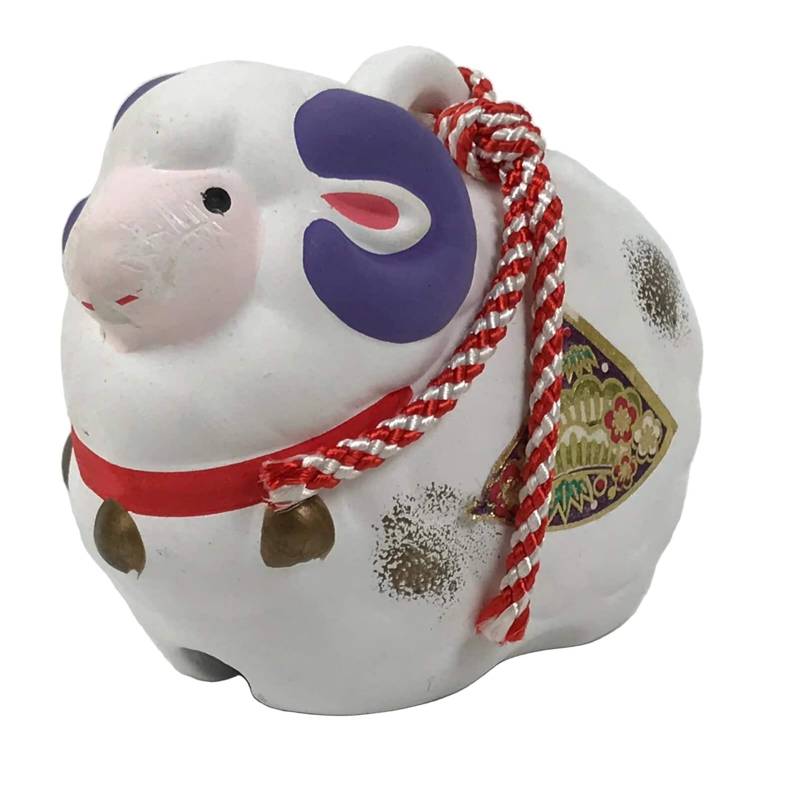 Japanese Clay Bell Dorei Sheep Vtg Tsuchi-Suzu Zodiac Animal Hitsuji White DR659