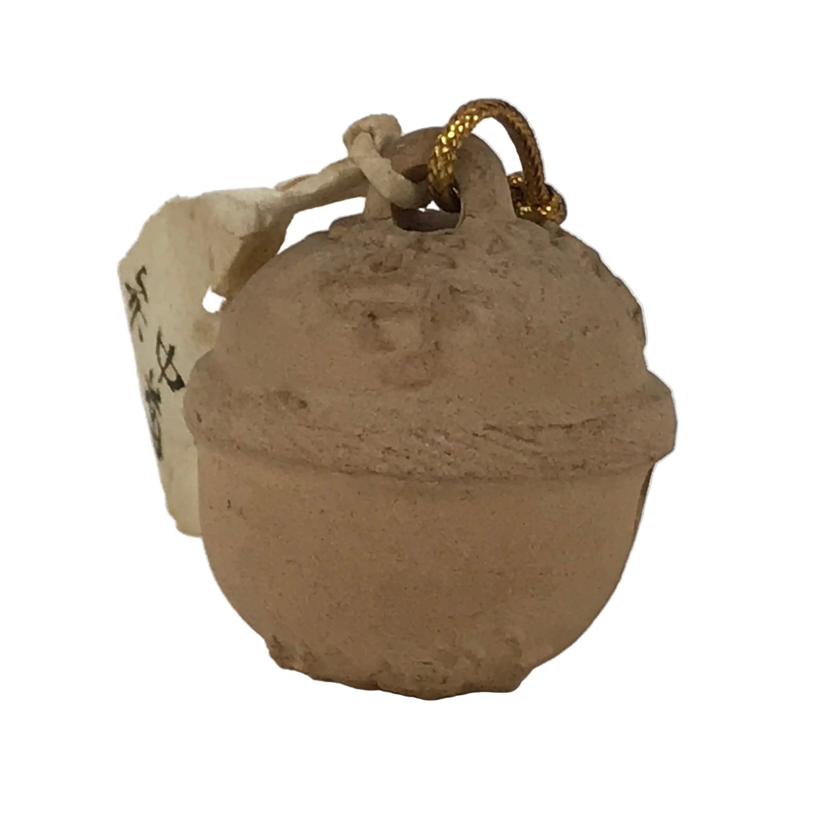 Japanese Clay Bell Dorei Vtg Tsuchi-Suzu Classic Amulet Chusonji Temple DR653