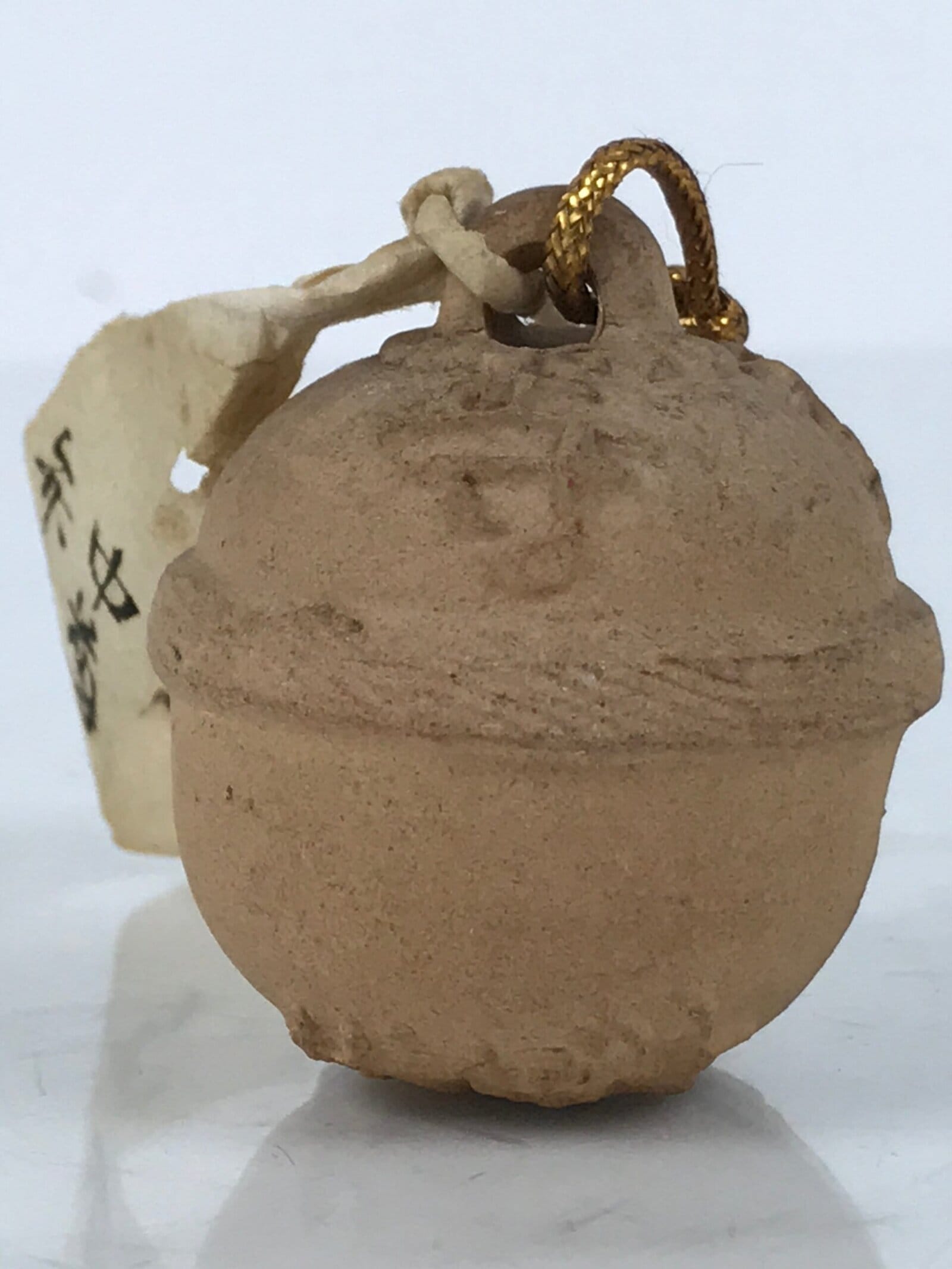 Japanese Clay Bell Dorei Vtg Tsuchi-Suzu Classic Amulet Chusonji Temple DR653