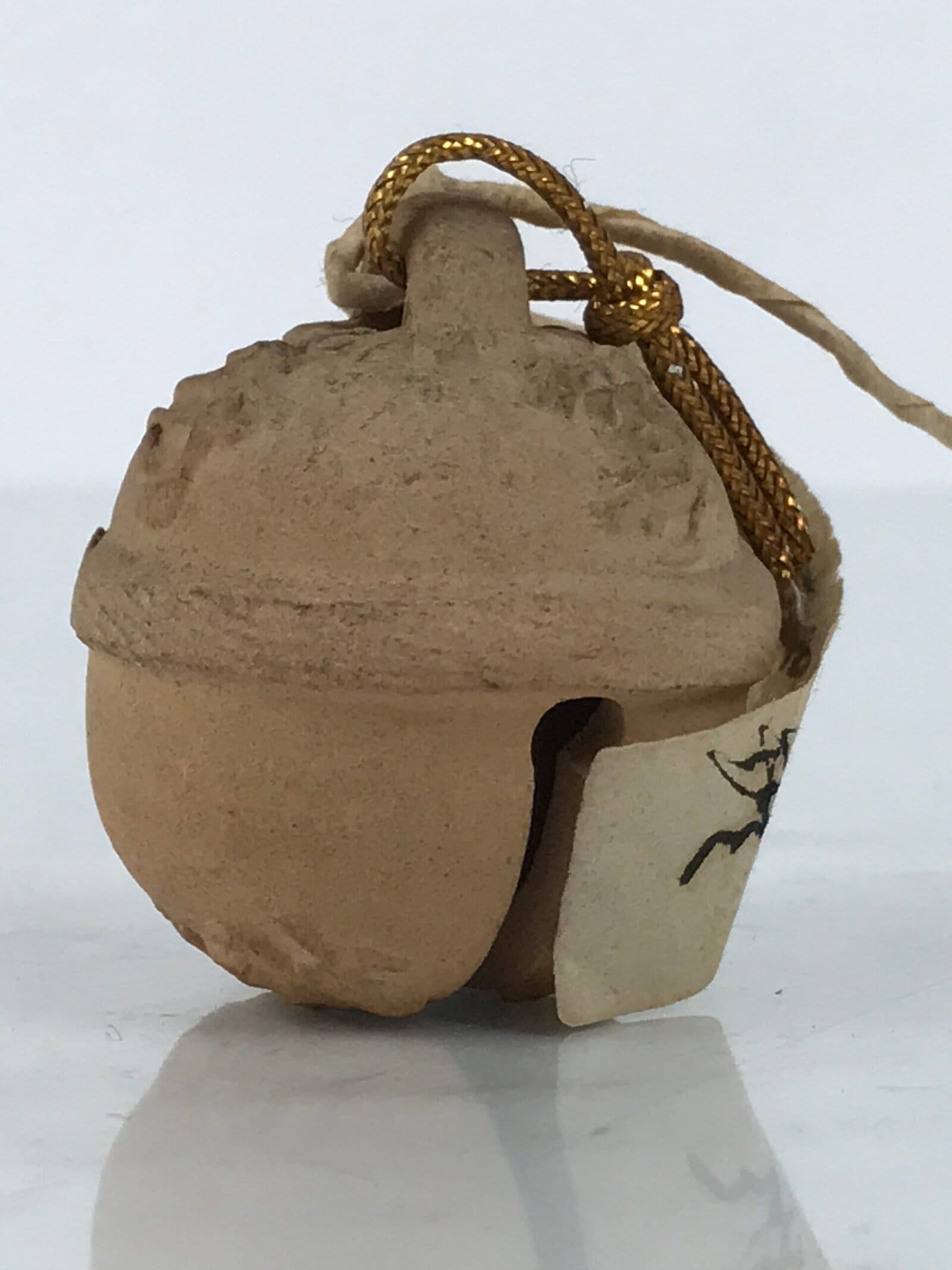 Japanese Clay Bell Dorei Vtg Tsuchi-Suzu Classic Amulet Chusonji Temple DR653