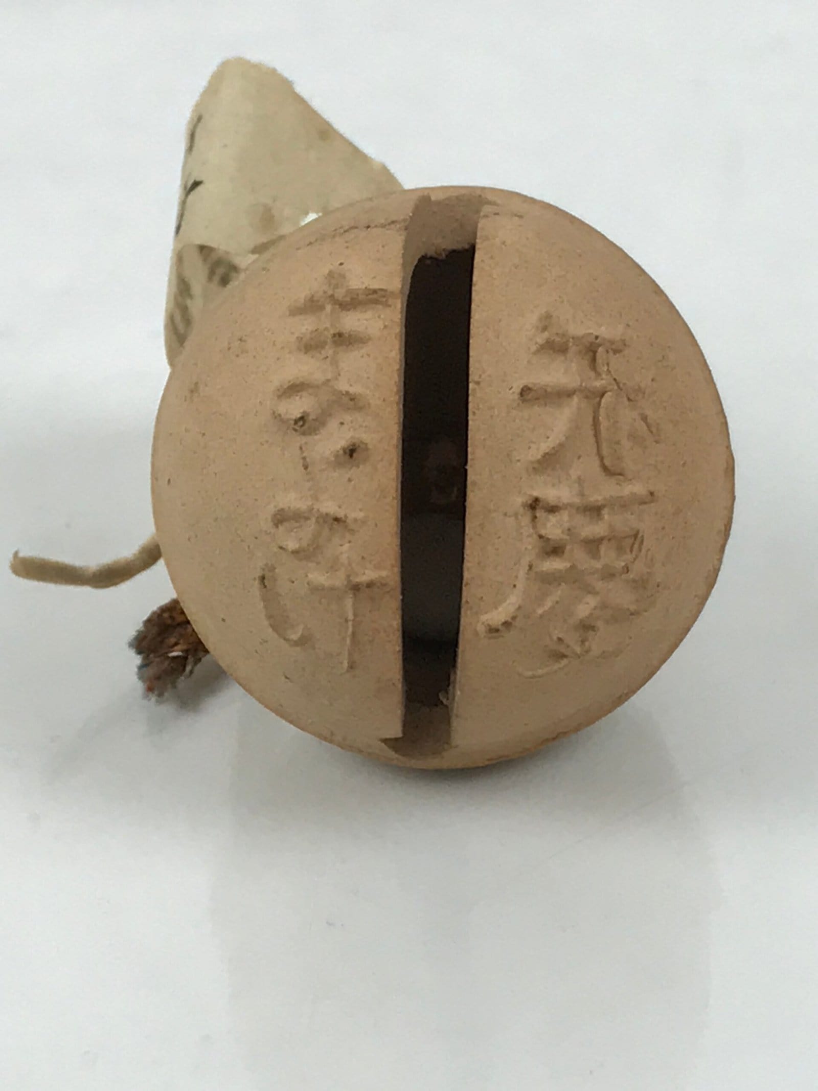 Japanese Clay Bell Dorei Vtg Tsuchi-Suzu Classic Amulet Chusonji Temple DR653