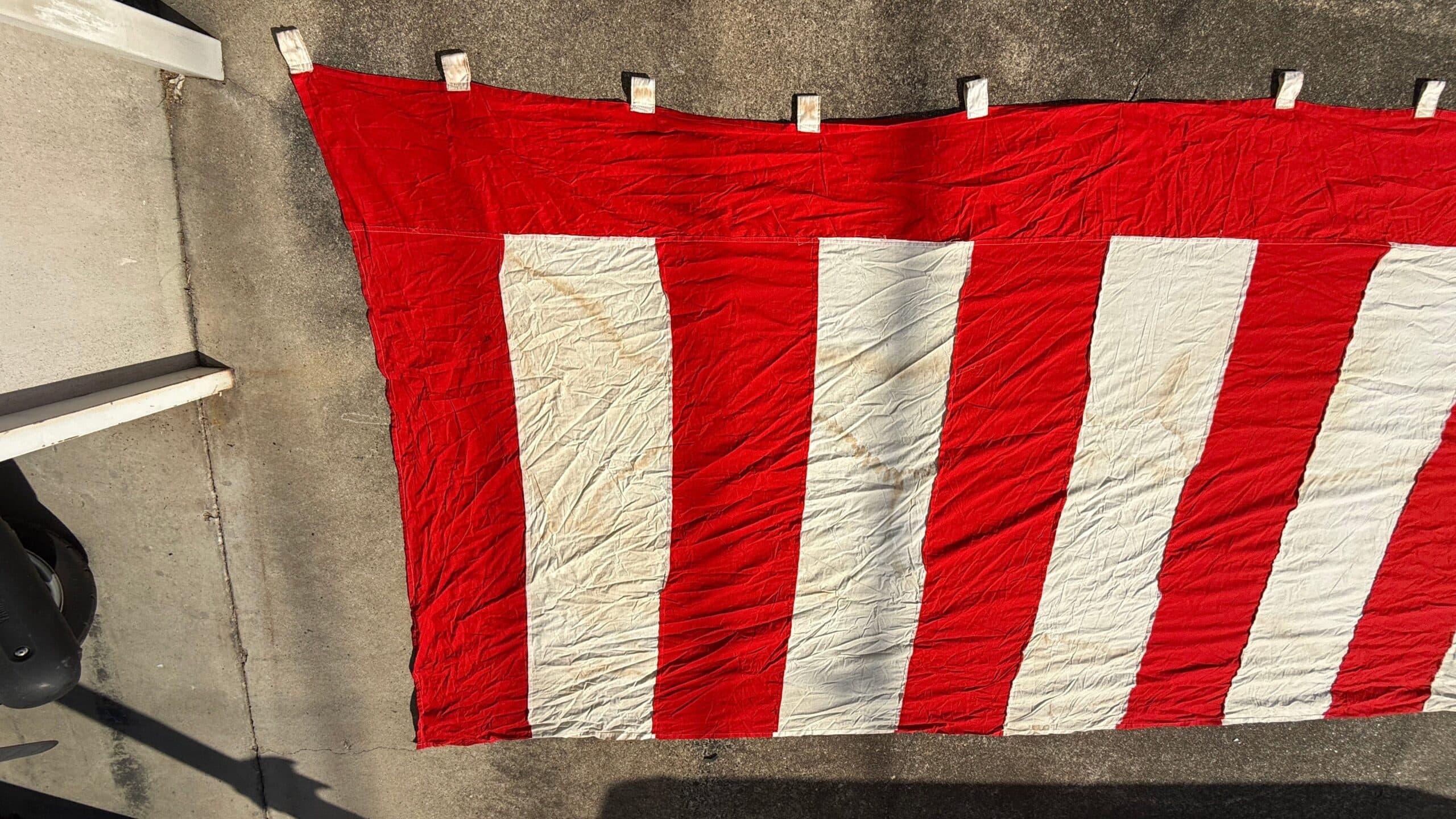 Japanese Decorative Divider Curtain Kohakumaku Vtg Noren Red White Fabric MK41