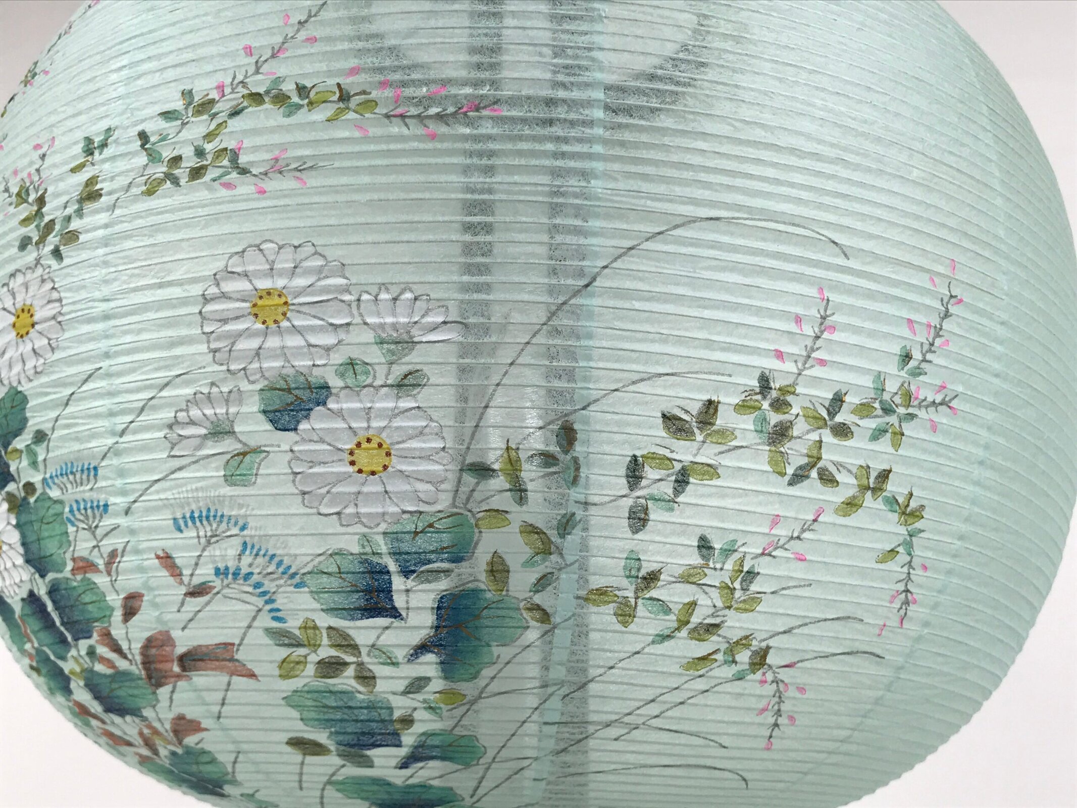 Japanese Electric Gifu Lantern 3 Legs Stand Vtg Obon Flowers Green Decor LT111