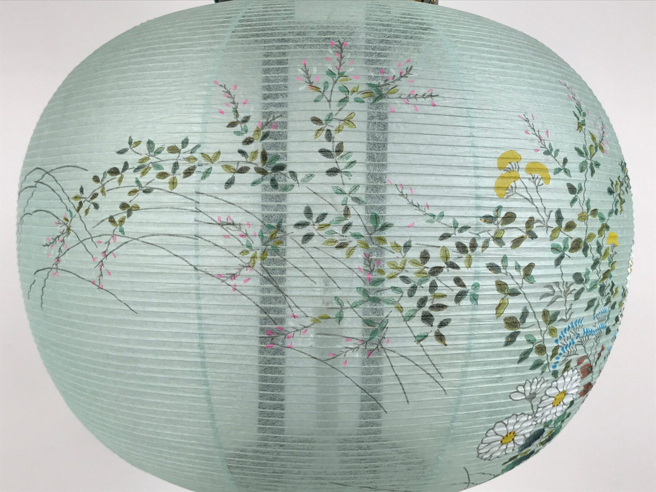 Japanese Electric Gifu Lantern 3 Legs Stand Vtg Obon Flowers Green Decor LT111