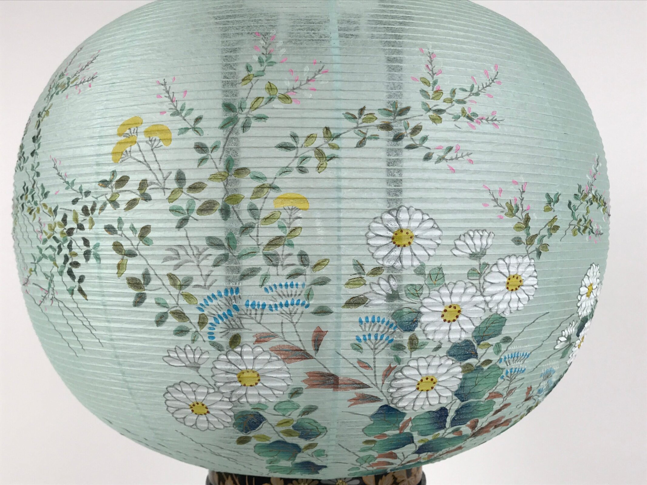 Japanese Electric Gifu Lantern 3 Legs Stand Vtg Obon Flowers Green Decor LT111