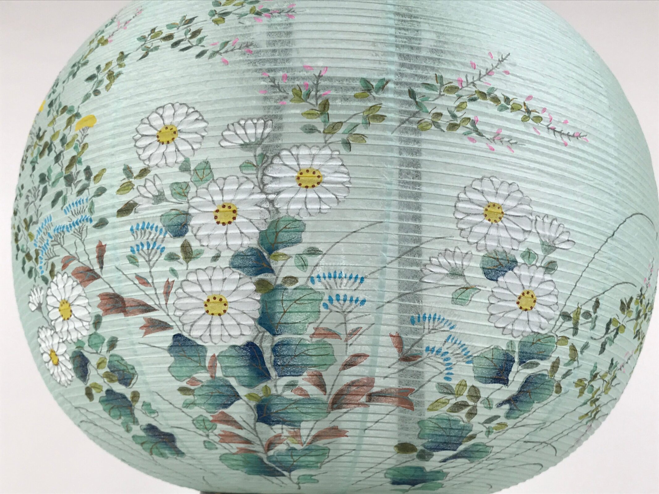 Japanese Electric Gifu Lantern 3 Legs Stand Vtg Obon Flowers Green Decor LT111