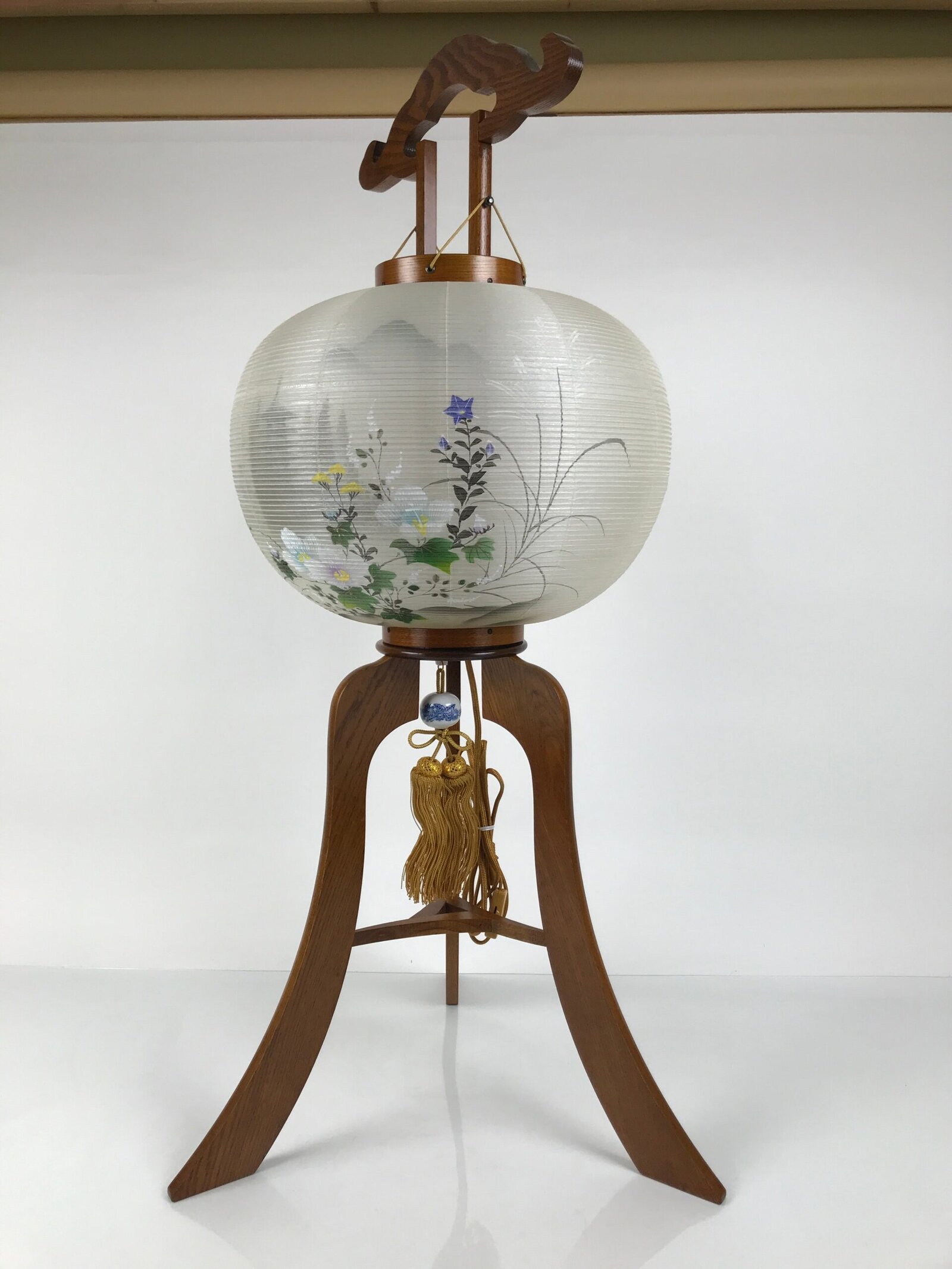 Japanese Electric Gifu Lantern 3 Legs Stand Vtg Obon Flowers Pagoda Decor LT112