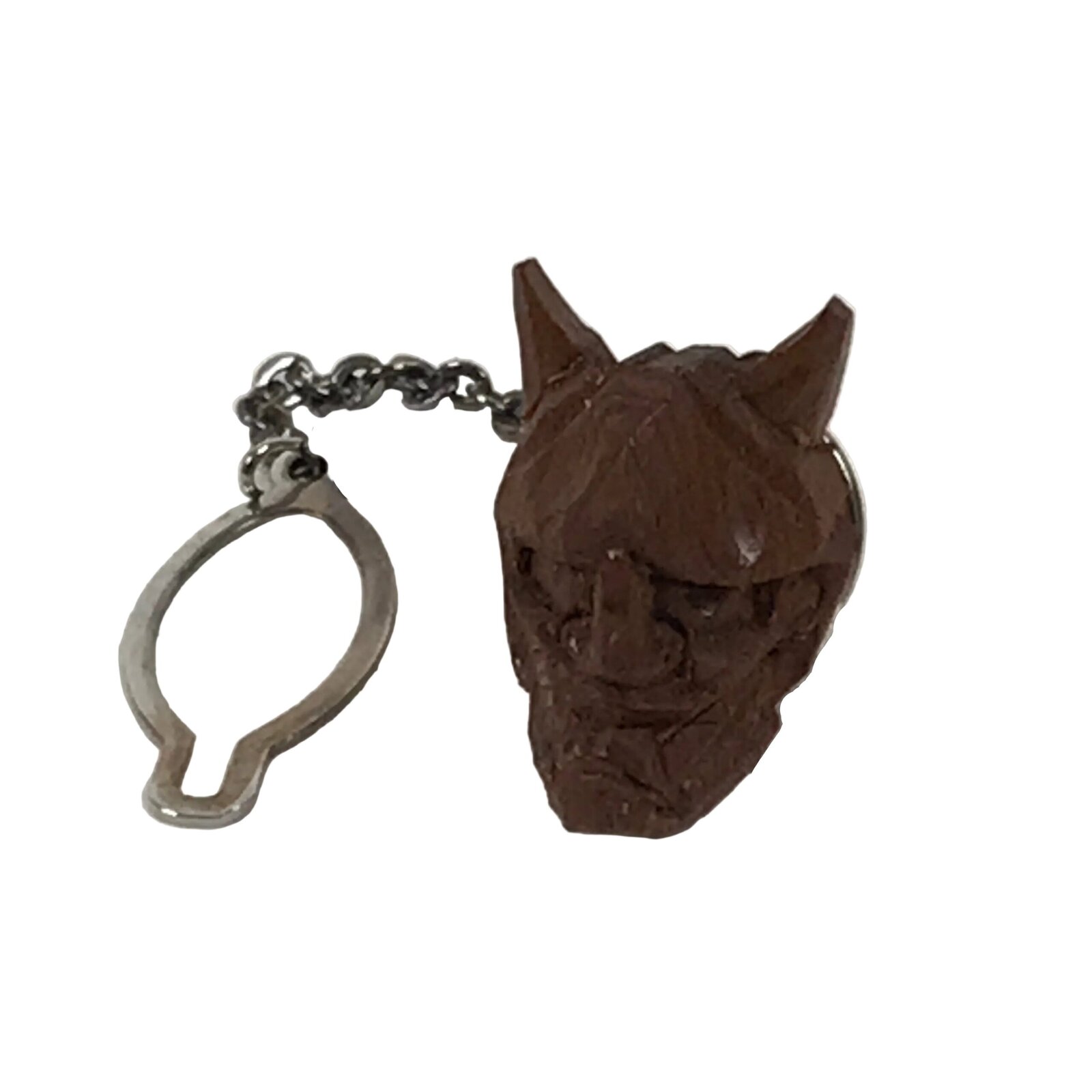 Japanese Hannya Noh Mask Tie Pin Tack Vtg Netsuke Handcarved Boxwood Brown SP3