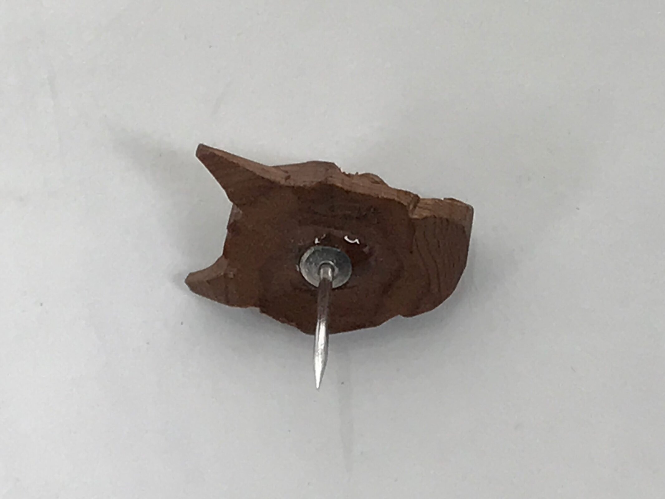 Japanese Hannya Noh Mask Tie Pin Tack Vtg Netsuke Handcarved Boxwood Brown SP3