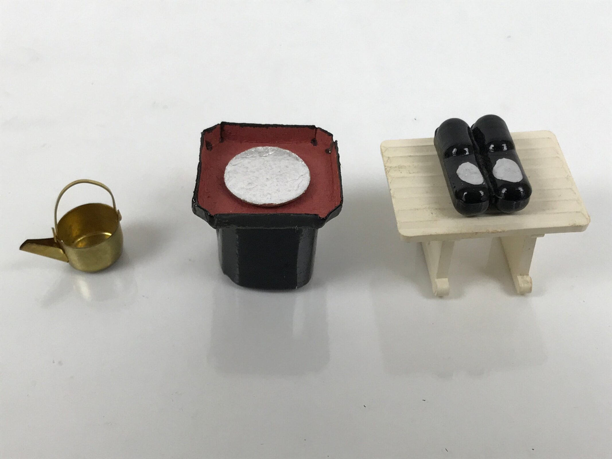 Japanese Hina Doll Accessory Set Drums Tray Fan Pot Vtg Props Ohinasama ID681