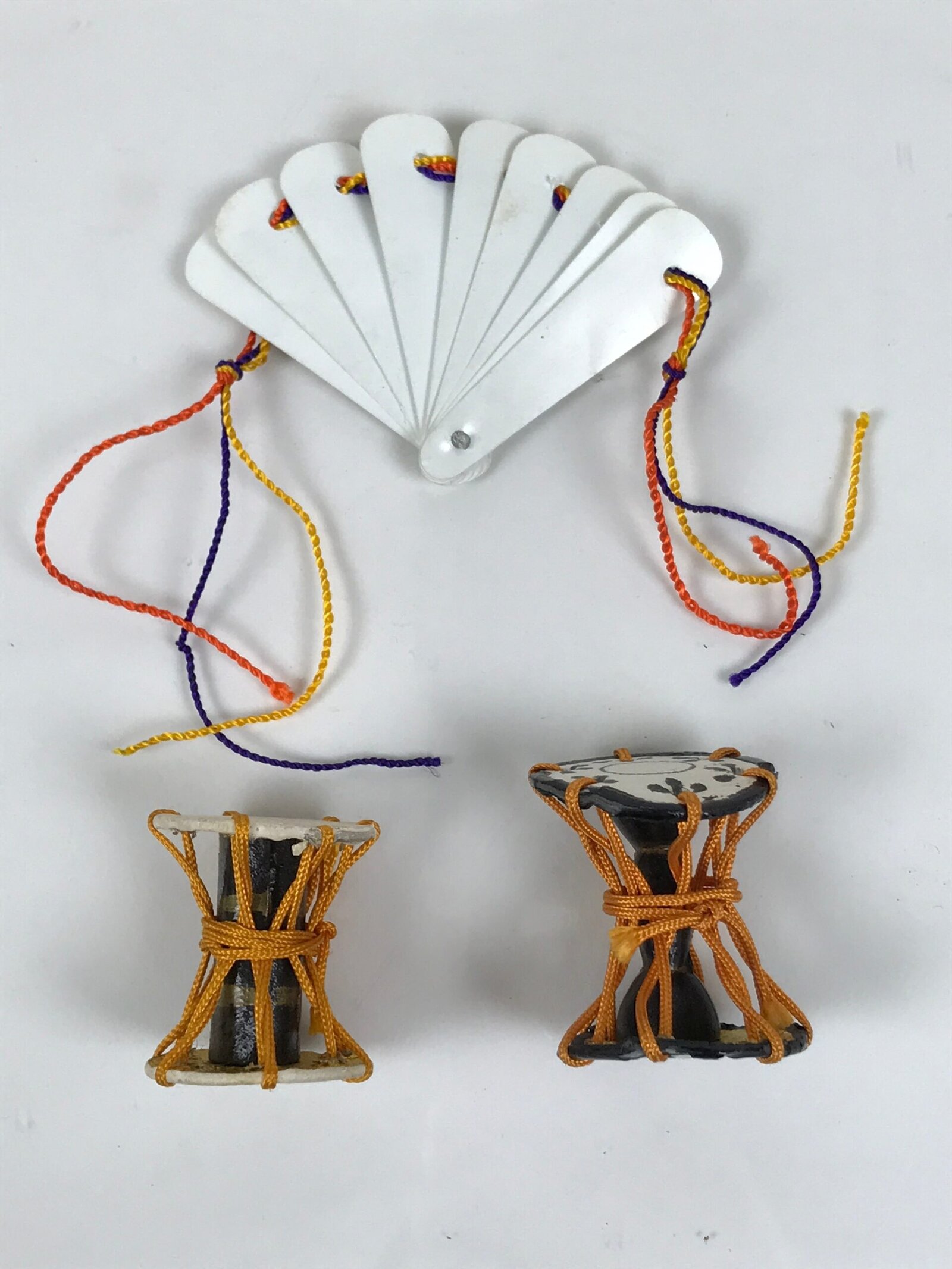 Japanese Hina Doll Accessory Set Drums Tray Fan Pot Vtg Props Ohinasama ID681