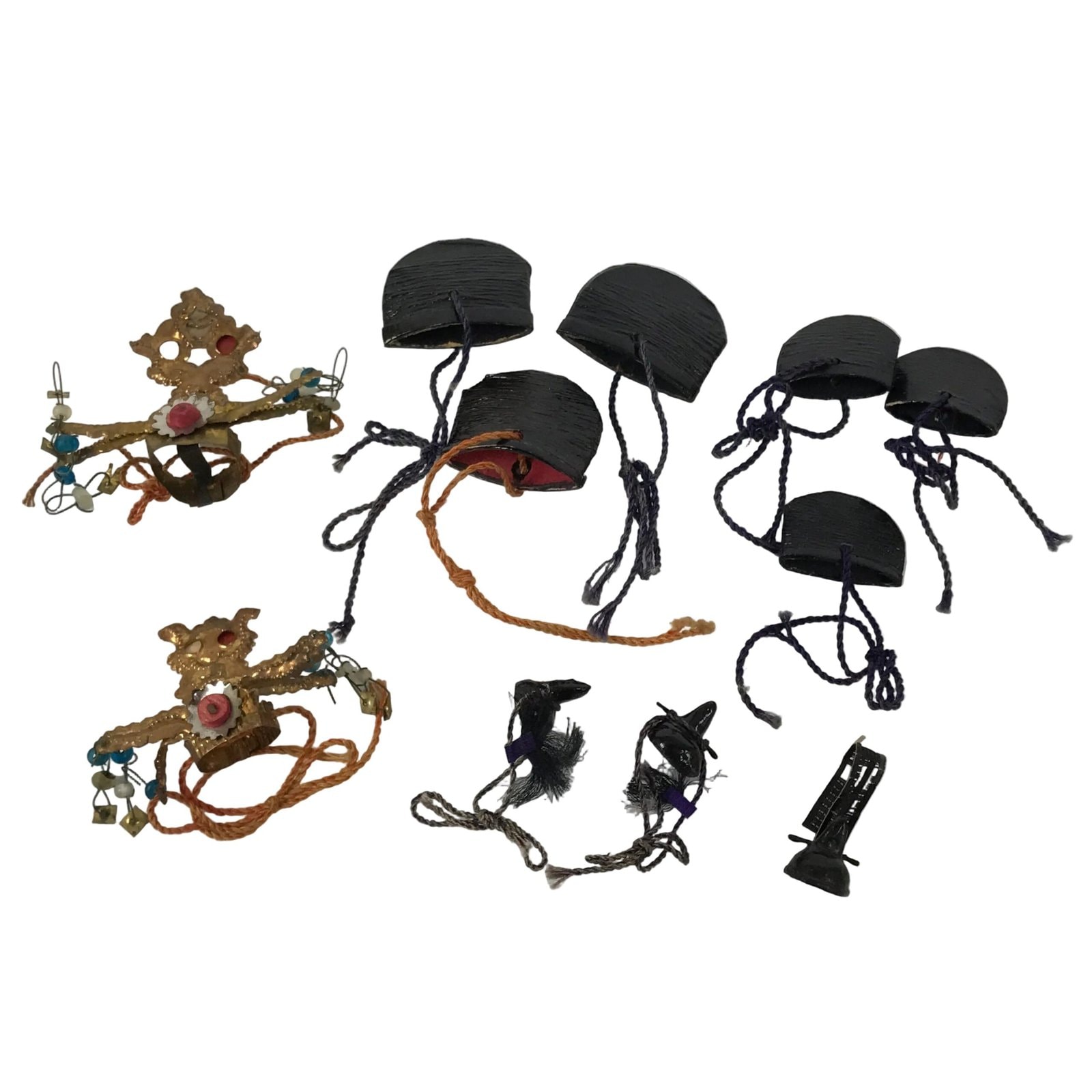 Japanese Hina Doll Accessory Set Hats Crowns Vtg Guard Court Man Ohinasama ID679