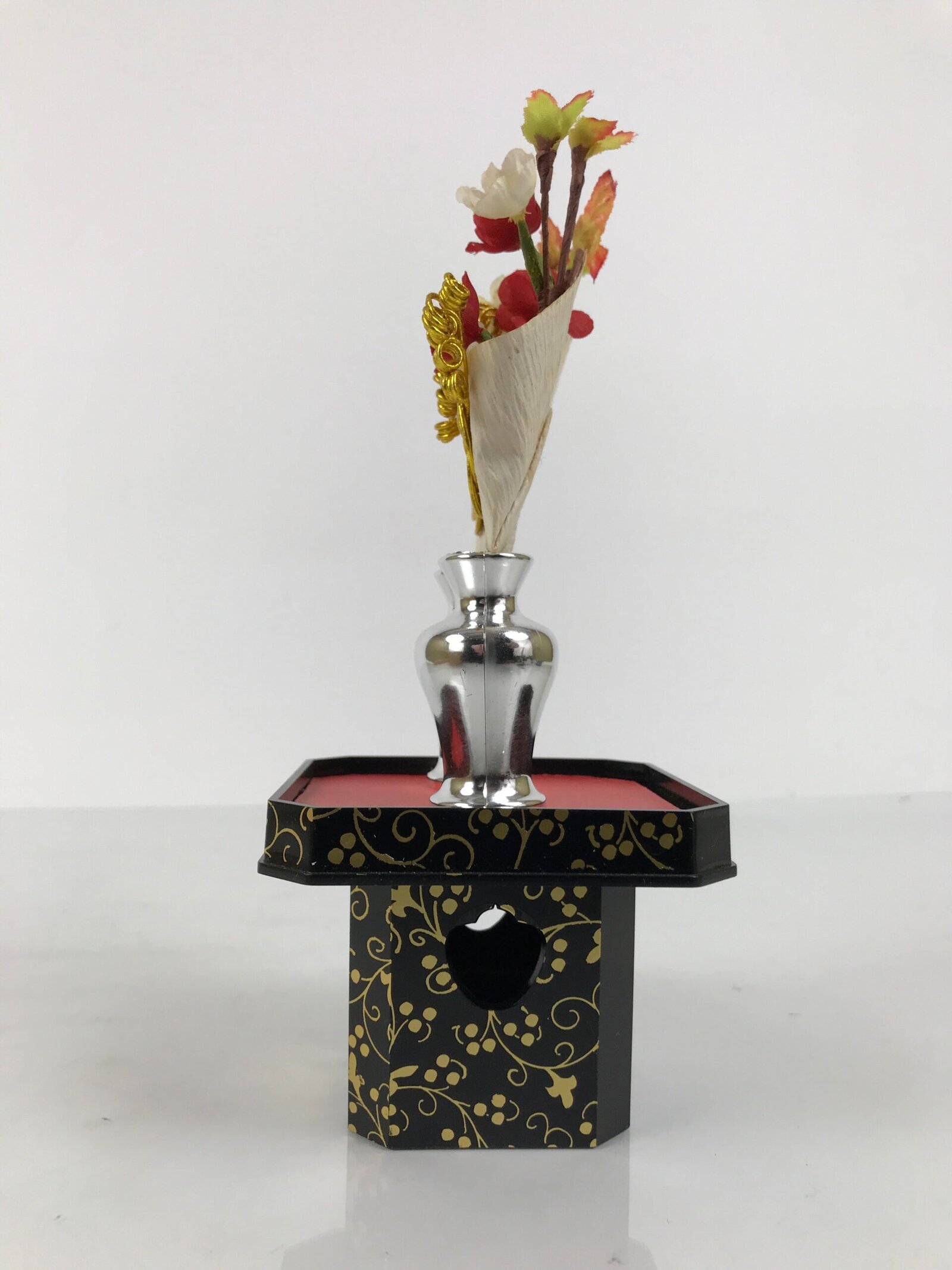 Japanese Hina Doll Accessory Set Vtg Kuchibana Vase Sambo Tray Ohinasama ID677