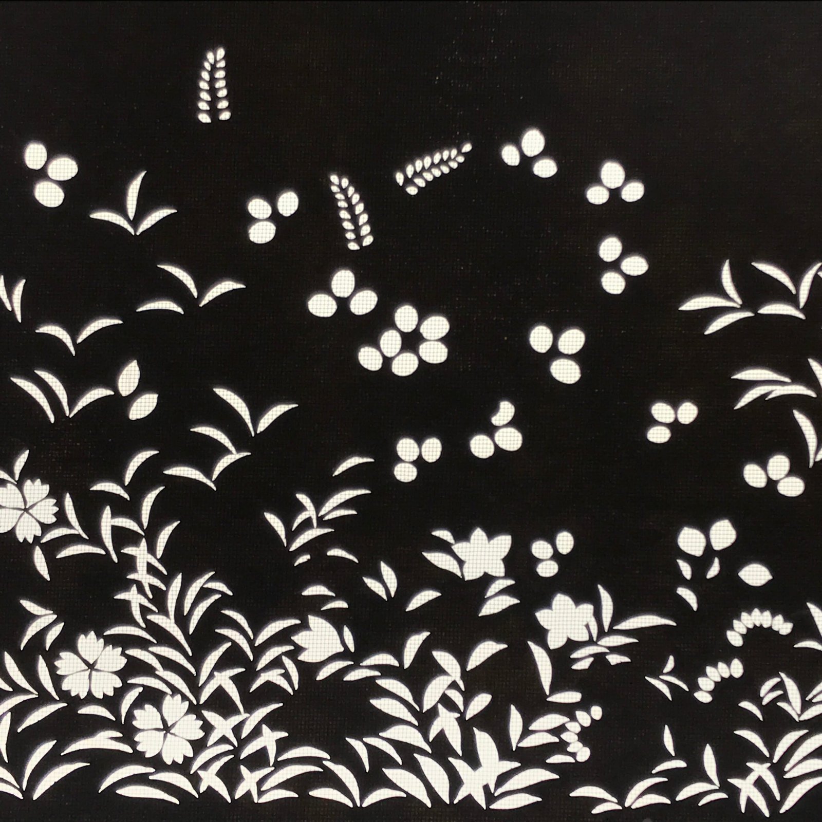 Japanese Katagami Paper Kimono Stencil Vtg Katazome Flower Garden Design A812