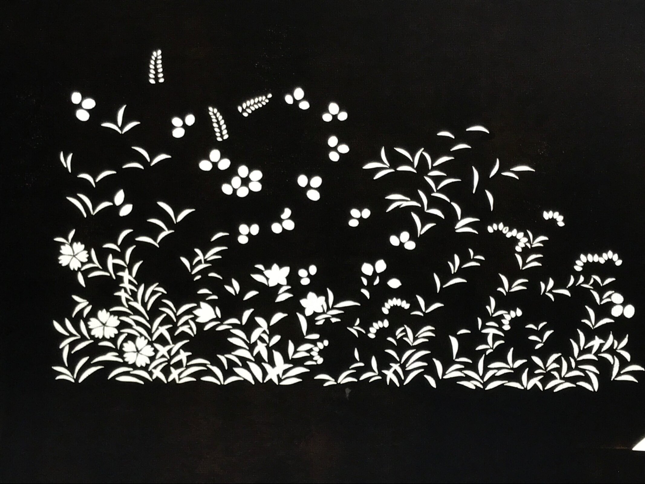 Japanese Katagami Paper Kimono Stencil Vtg Katazome Flower Garden Design A812