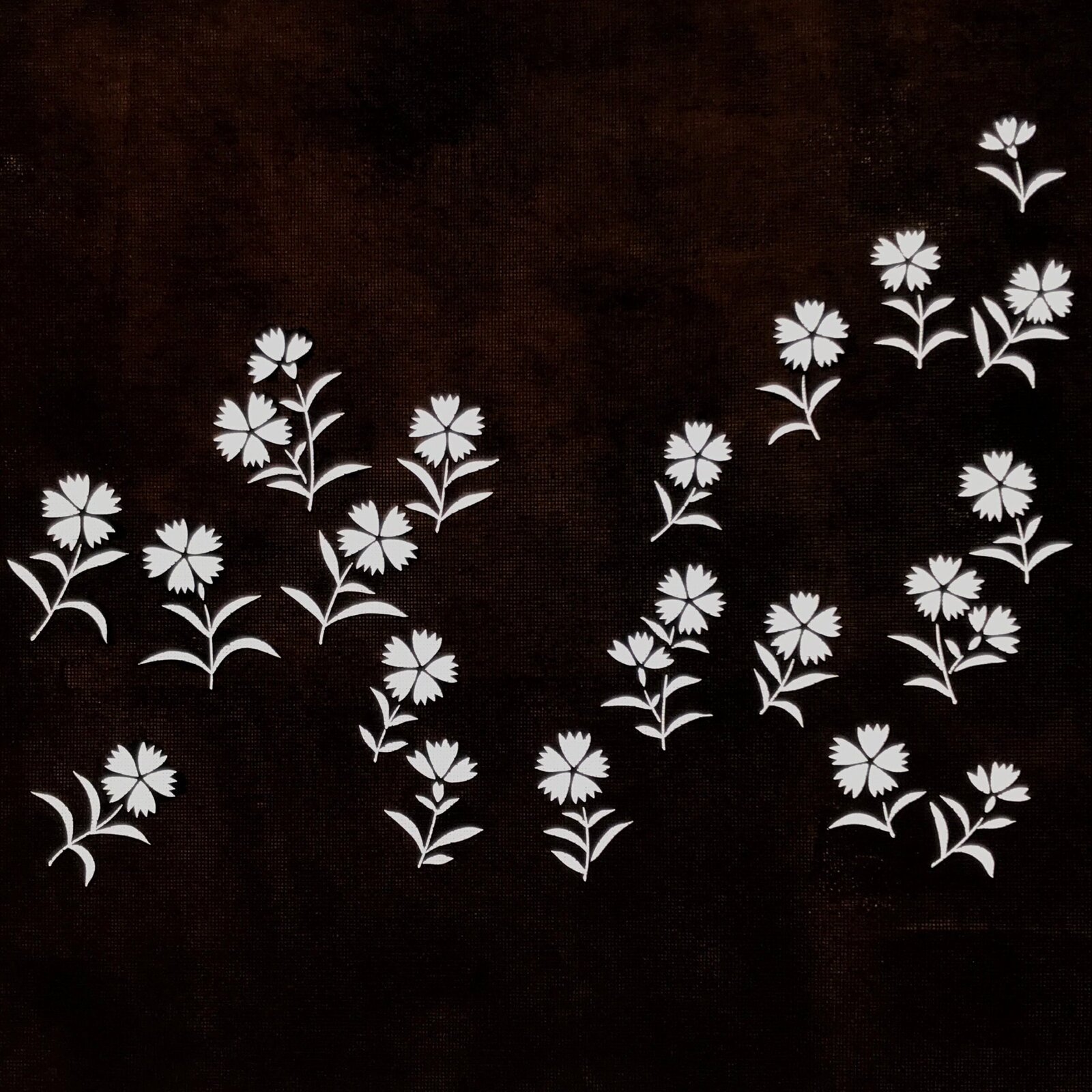 Japanese Katagami Paper Kimono Stencil Vtg Katazome Nadeshiko Carnations A811