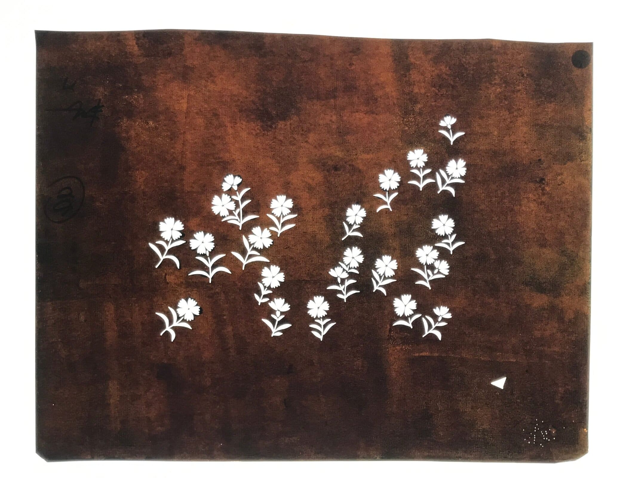 Japanese Katagami Paper Kimono Stencil Vtg Katazome Nadeshiko Carnations A811