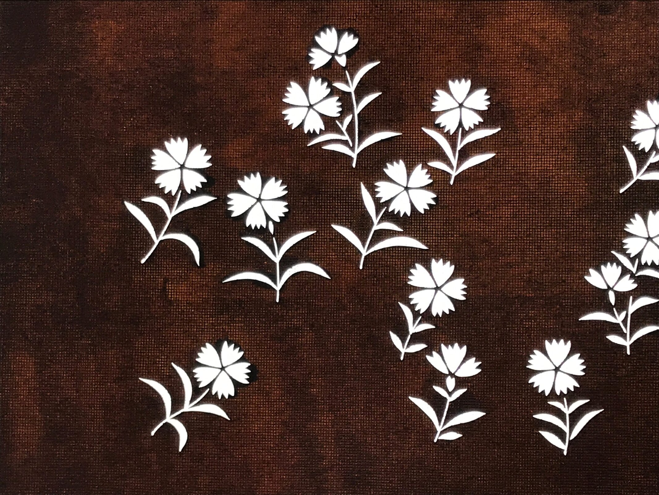 Japanese Katagami Paper Kimono Stencil Vtg Katazome Nadeshiko Carnations A811