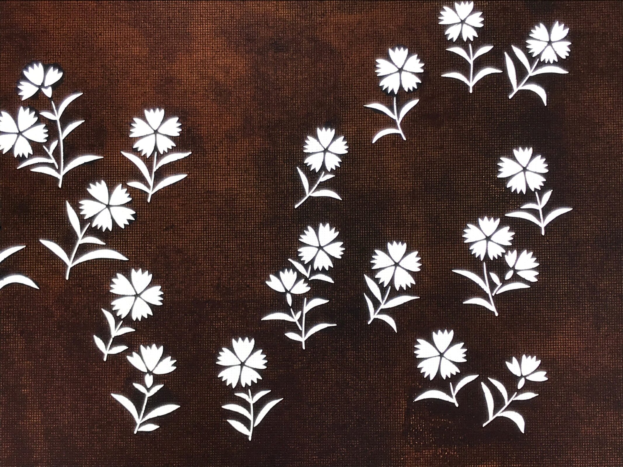 Japanese Katagami Paper Kimono Stencil Vtg Katazome Nadeshiko Carnations A811