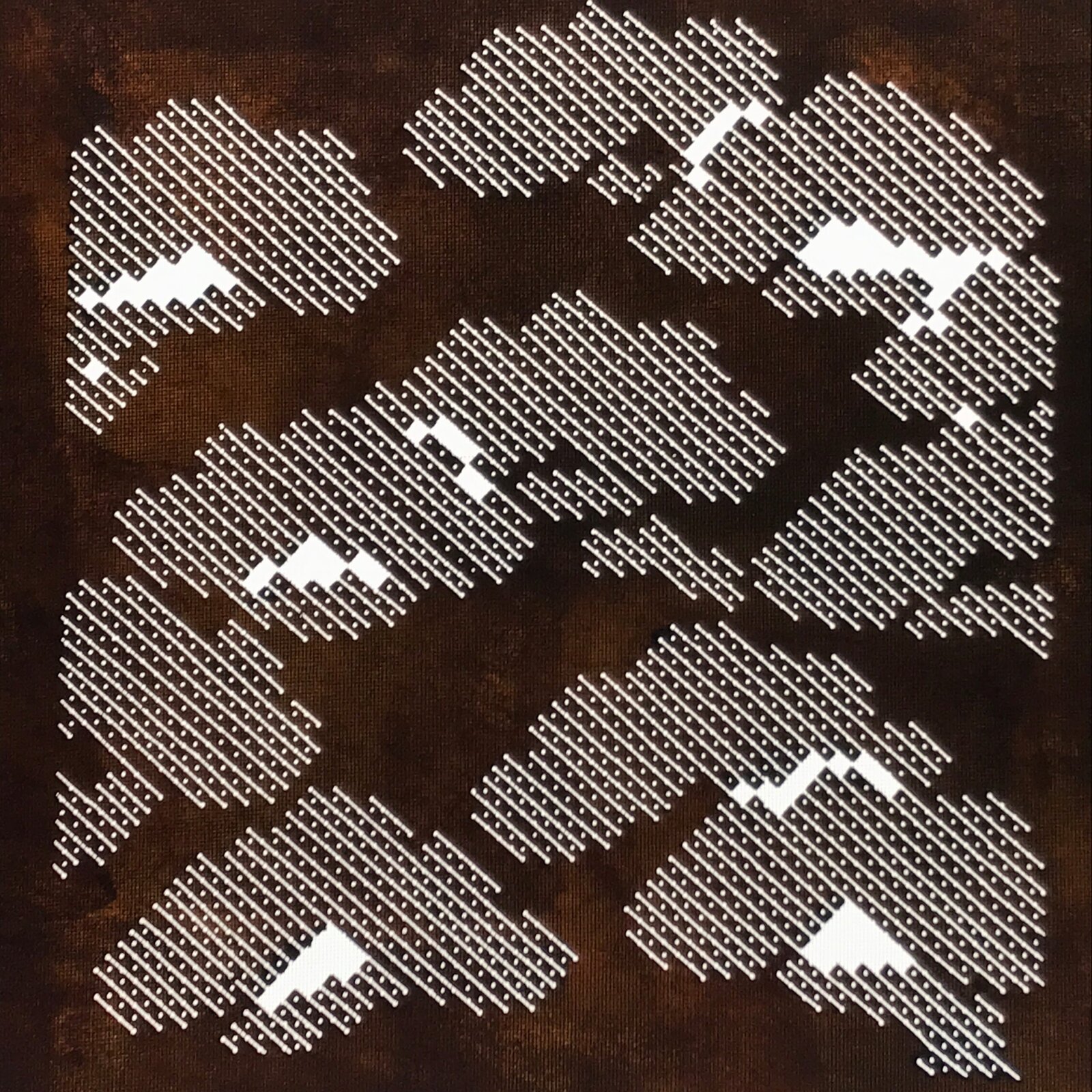 Japanese Katagami Paper Kimono Stencil Vtg Katazome Pine Dot Shochikubai A817