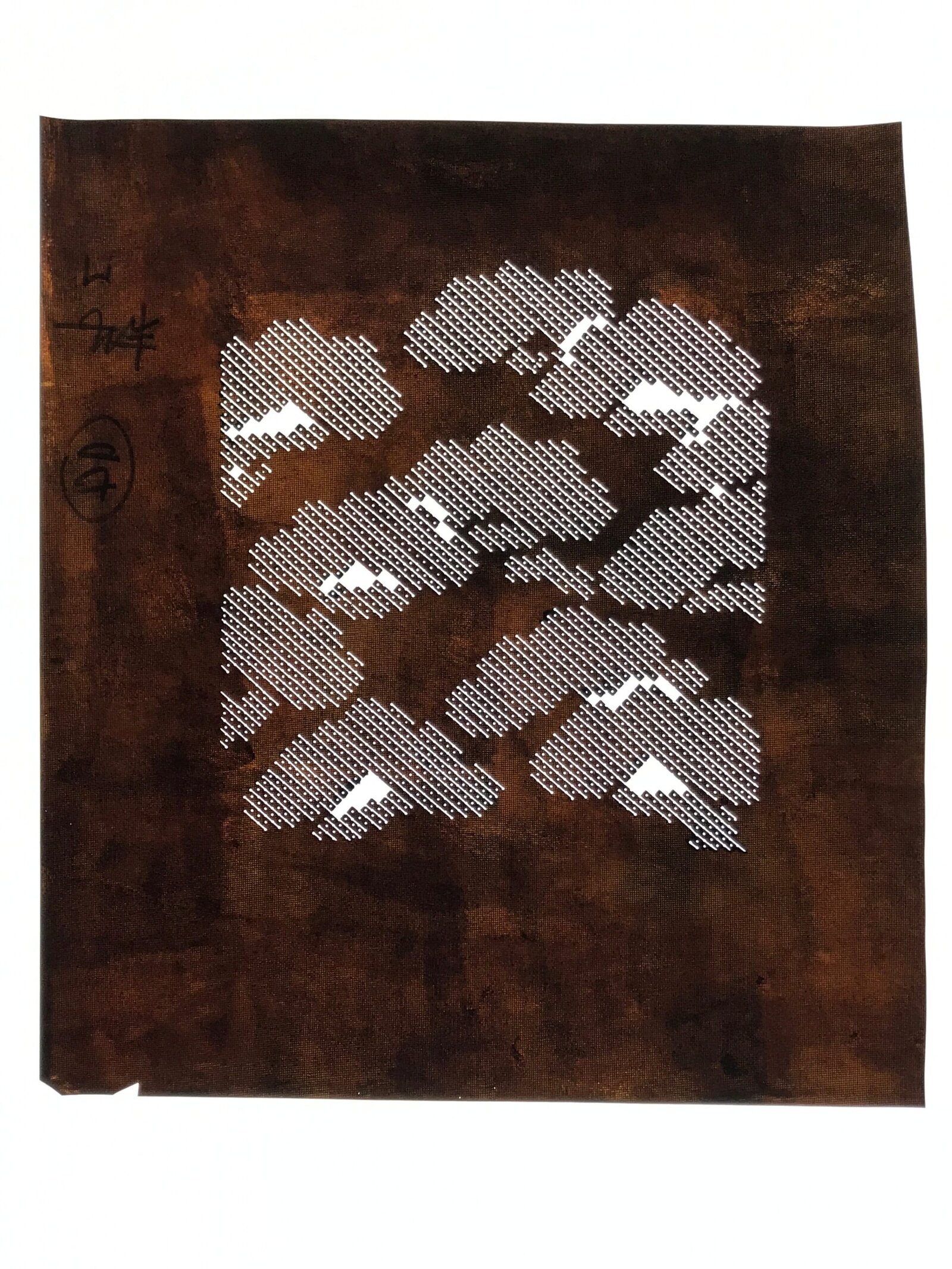 Japanese Katagami Paper Kimono Stencil Vtg Katazome Pine Dot Shochikubai A817