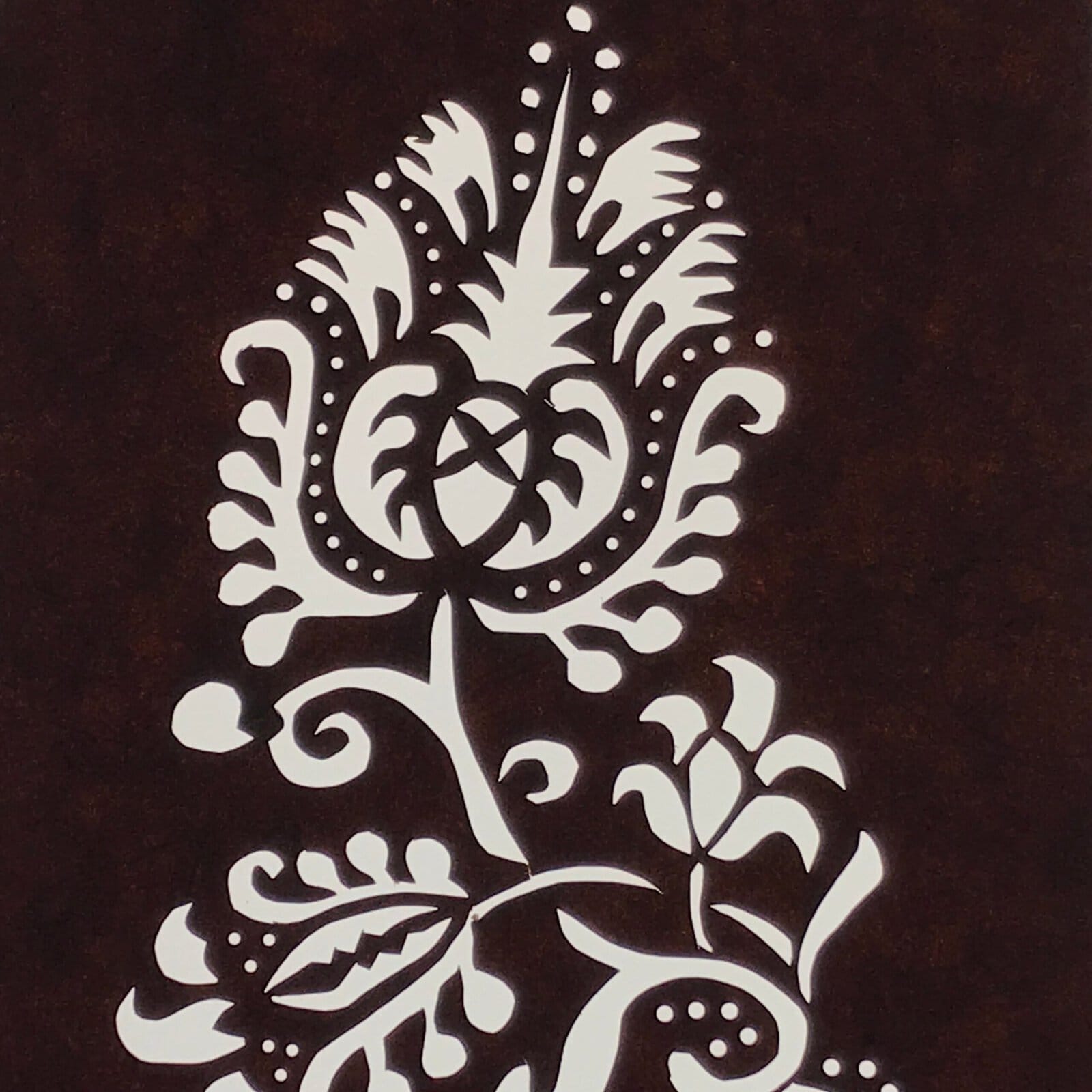 Japanese Katagami Paper Kimono Stencil Vtg Katazome Plants Floral Design A888