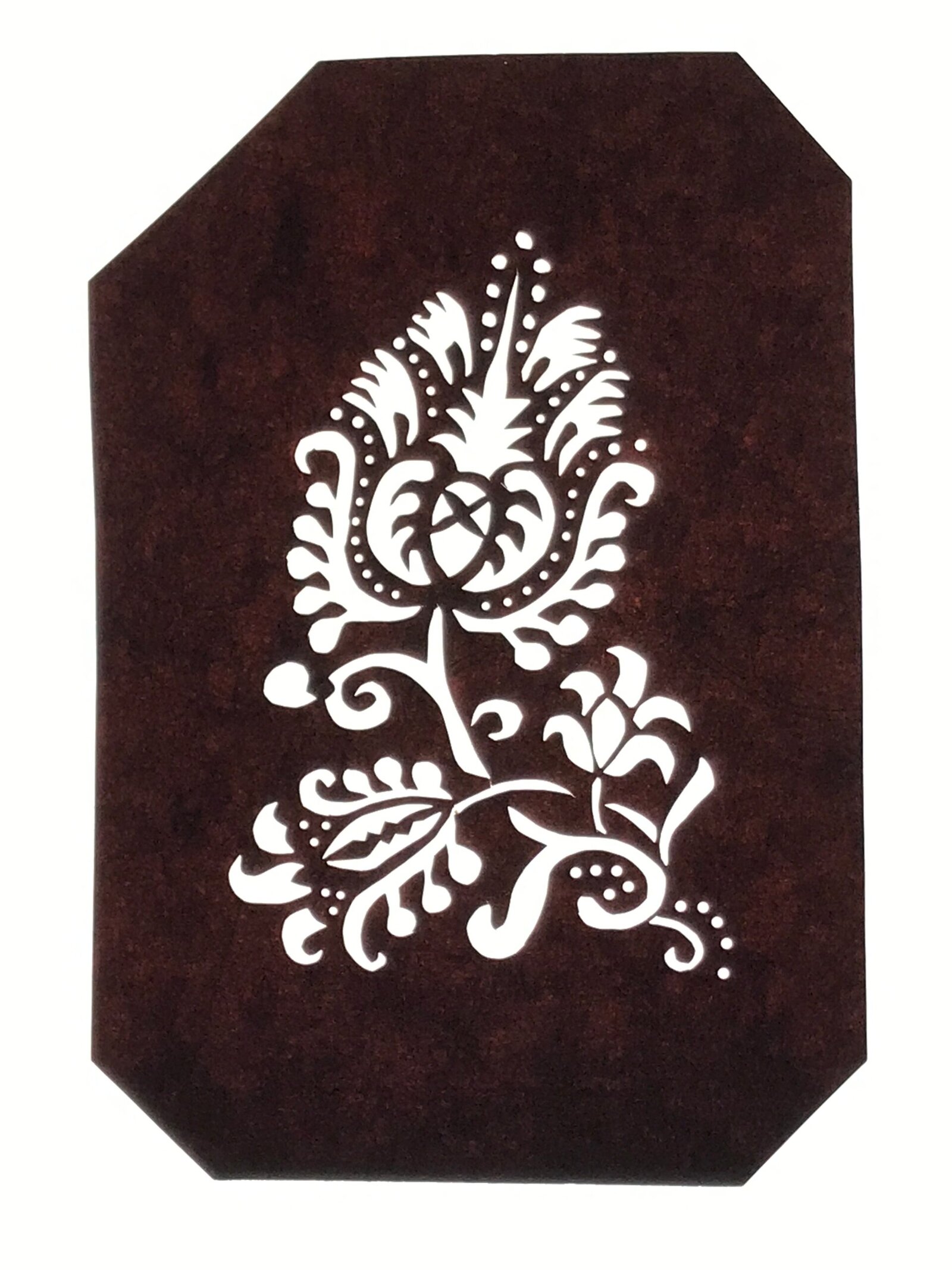 Japanese Katagami Paper Kimono Stencil Vtg Katazome Plants Floral Design A888