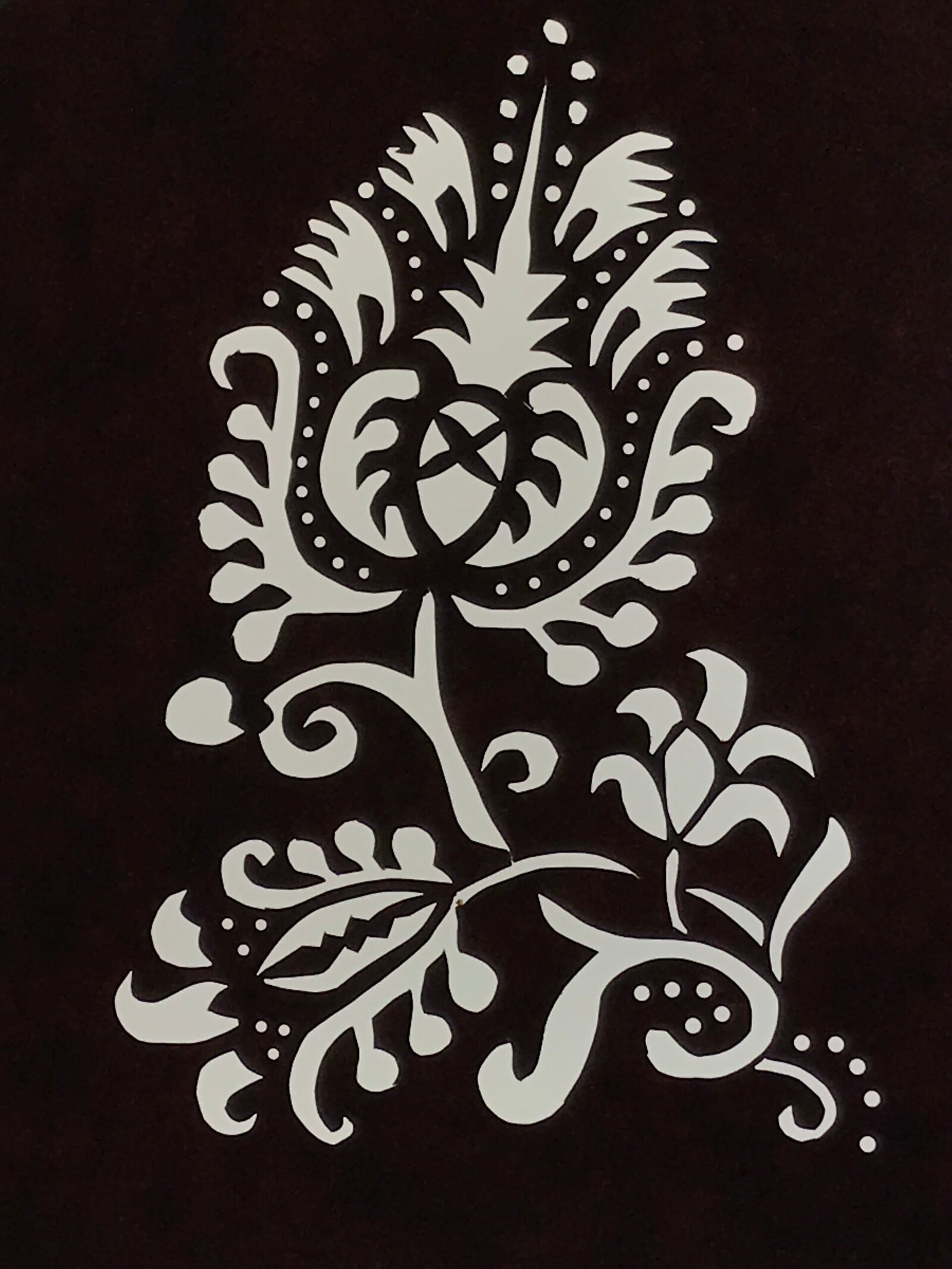 Japanese Katagami Paper Kimono Stencil Vtg Katazome Plants Floral Design A888